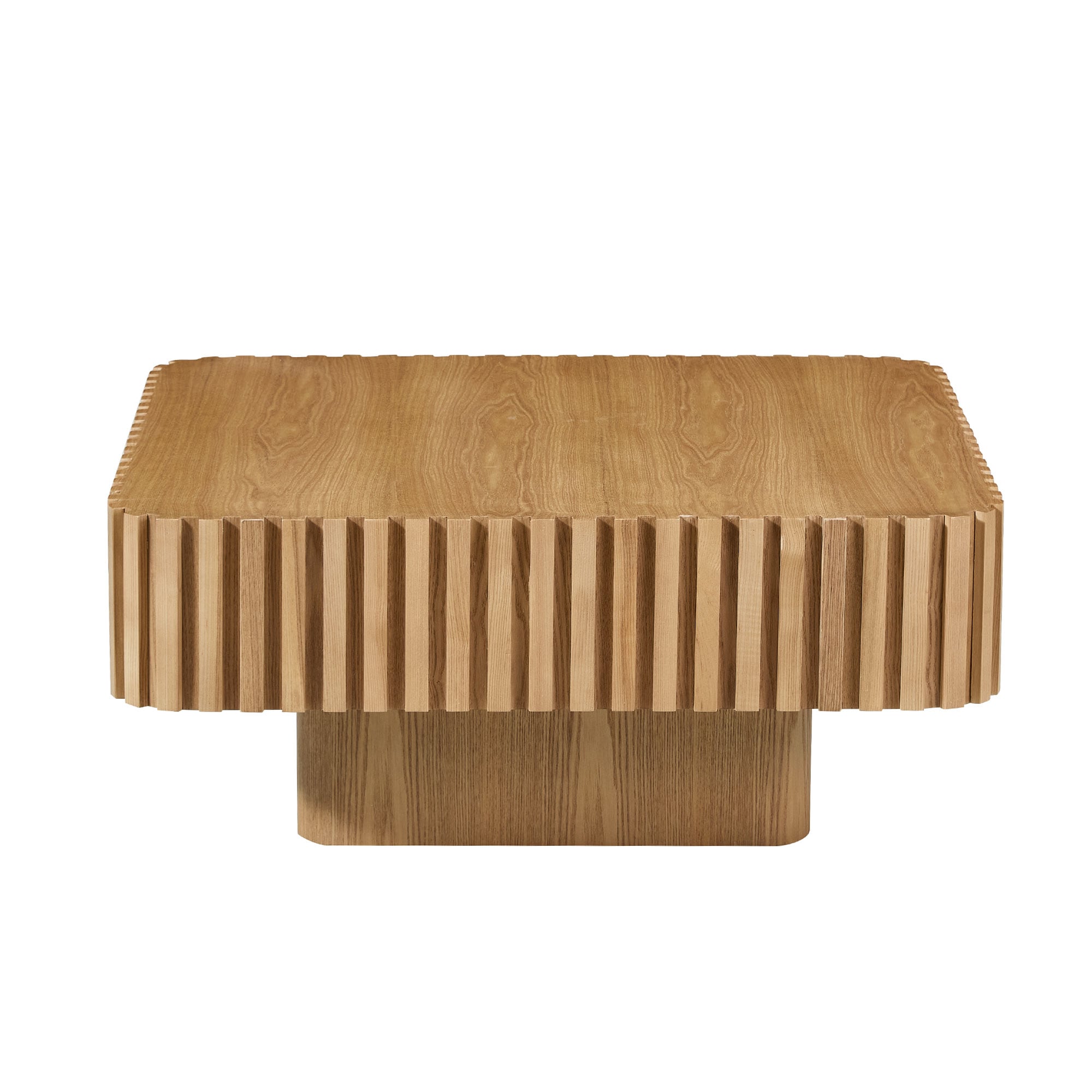 LOVMOR 35 Inch Modern Handcraft Drum Coffee Table Square Coffee