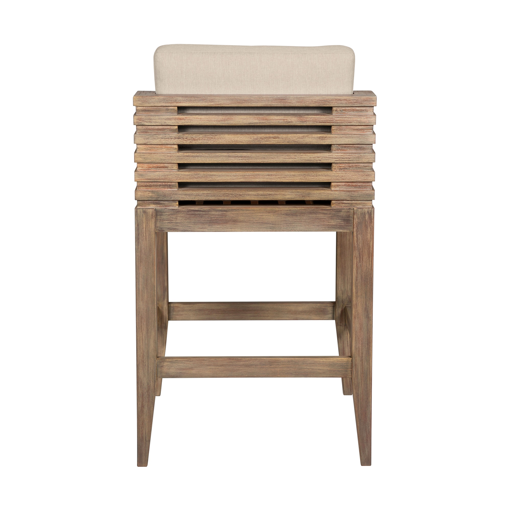 Taupe Cushion Light Brown Eucalyptus Wood Outdoor Bar Stool