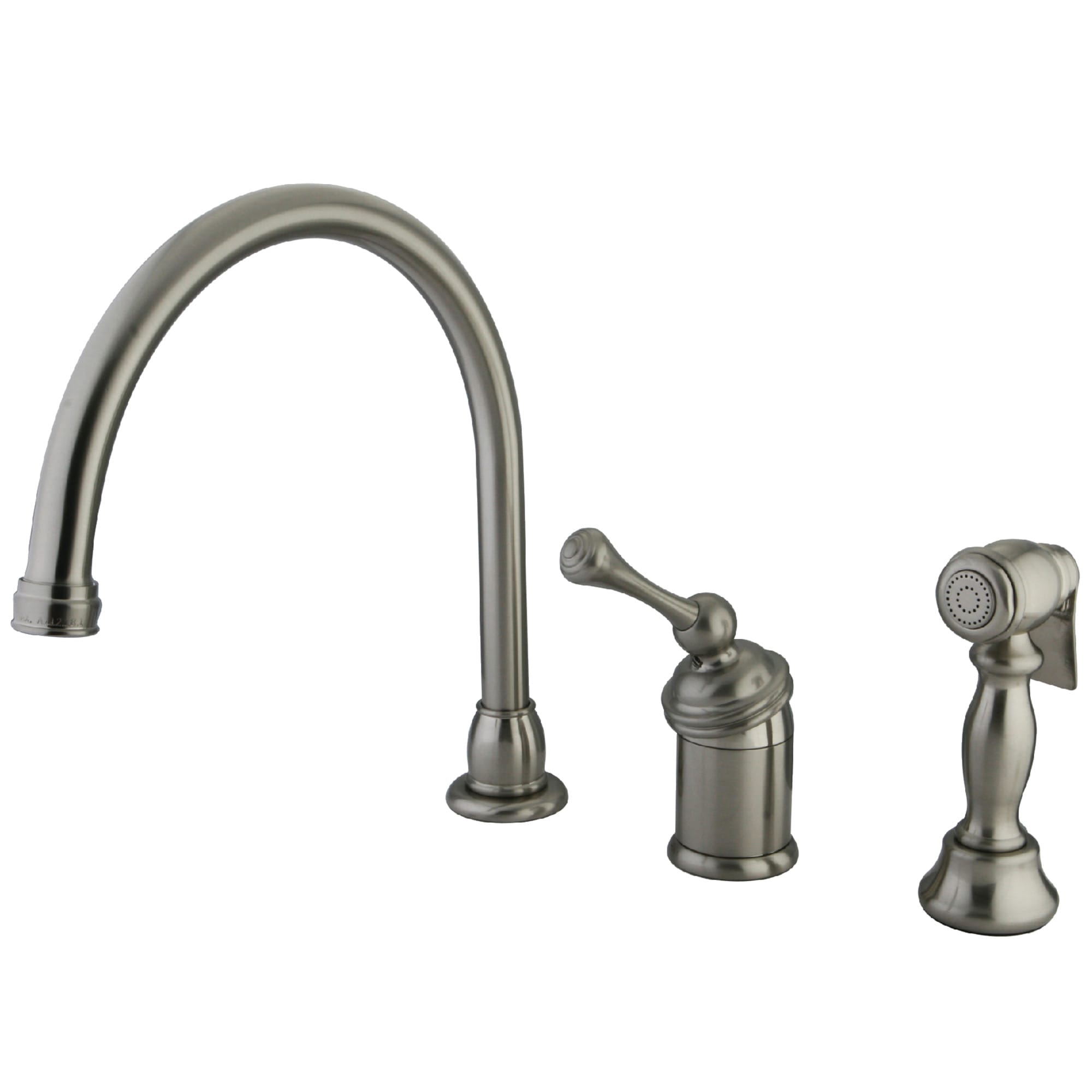 Kingston Brass WLKB3818BLBS Buckingham Brushed nickel Single Handle Deck-mount Kitchen Faucet with Sprayer ( Side Sprayer Included )