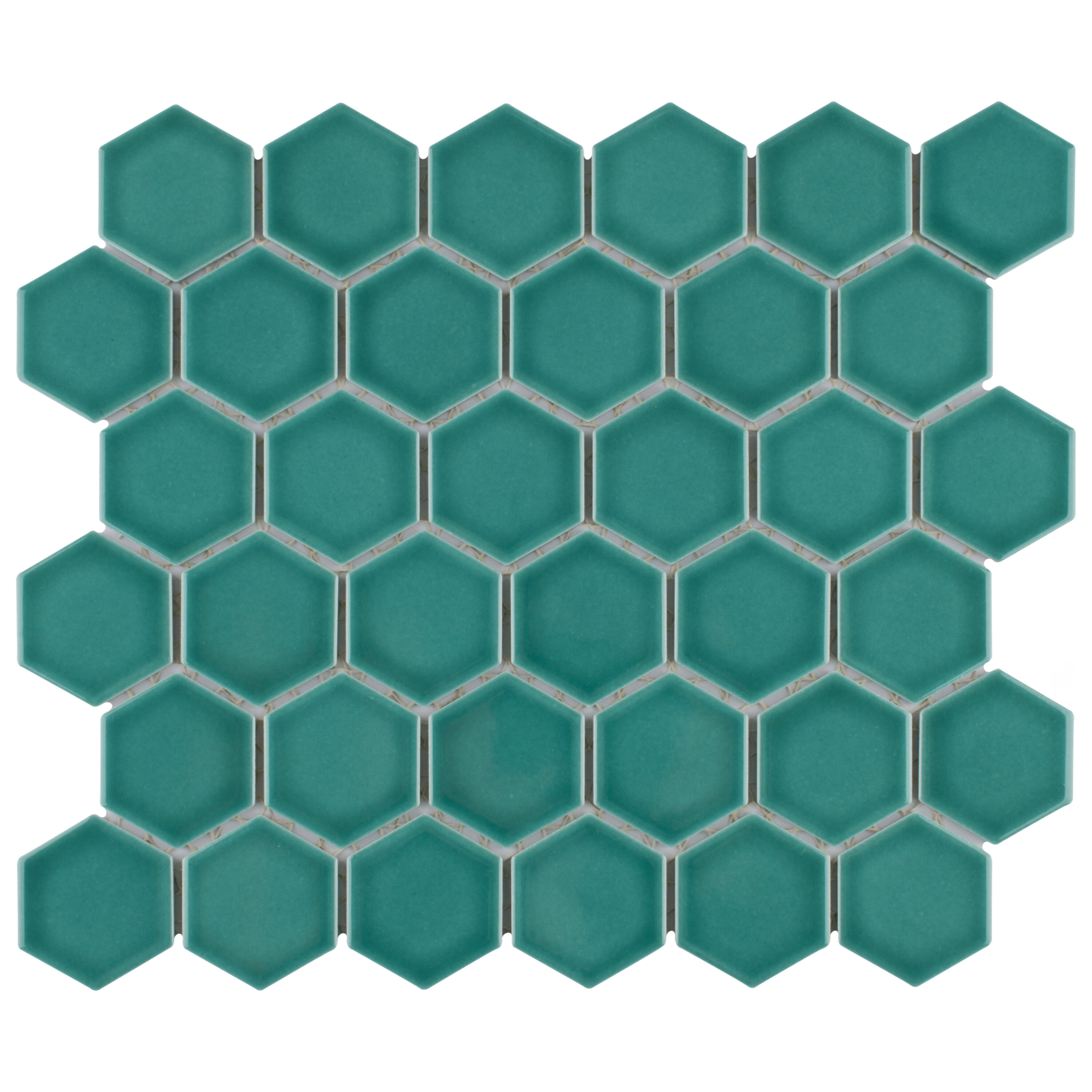 Affinity Tile S1FTC2TRGJDE Sample - Tribeca 2" Hex Glossy Jade 6-in x 6-in Glossy Porcelain Floor and Wall Tile