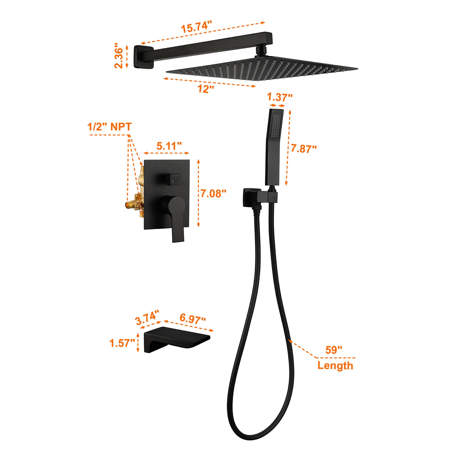 Cobbe LSSSSFF0212B Showerhead-Bar-Panels - View #7