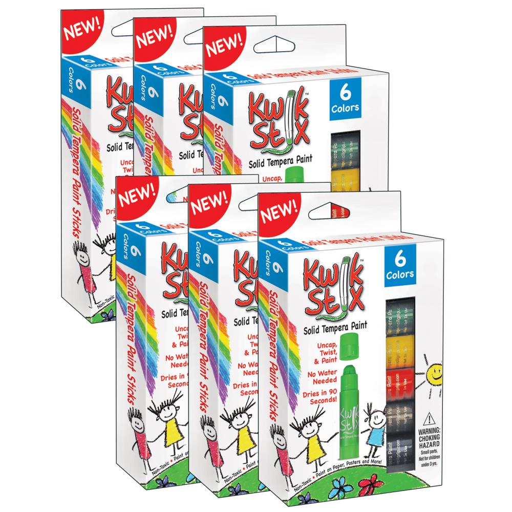 Kwik Stix Solid Tempera Paint Sticks, Metallic Colors, 6 per Pack, 6 Packs