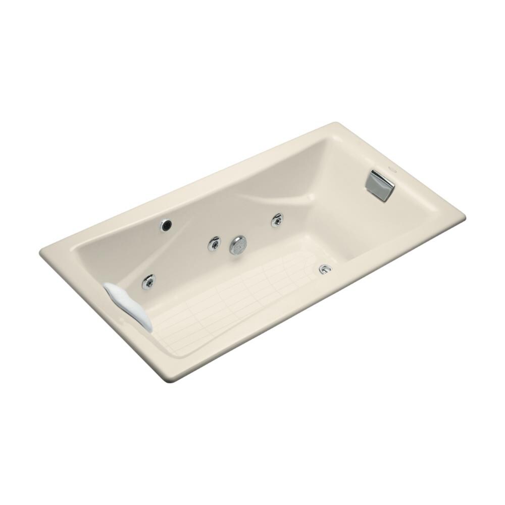 KOHLER TeaForTwo 36in W x 71.75in L Almond Cast Iron Reversible