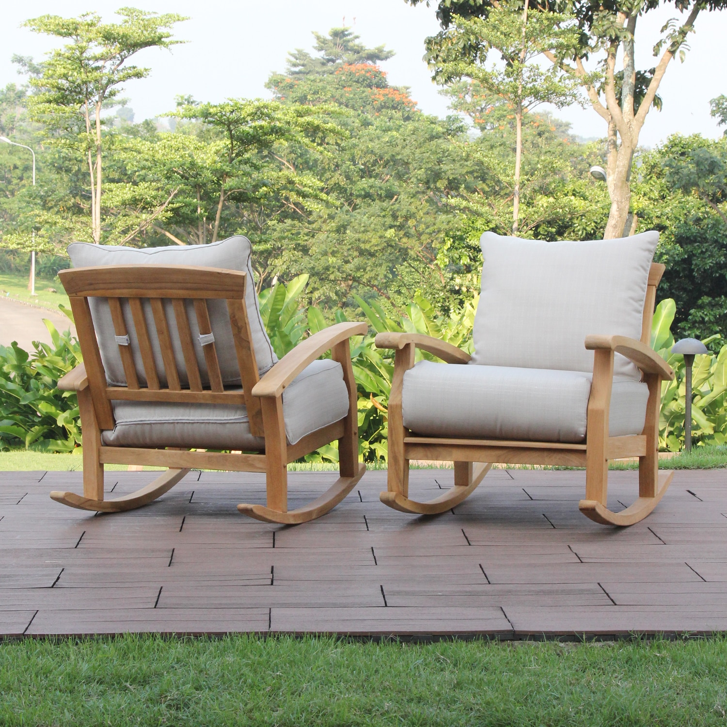 Garden Rocking Chair Soft Padded Thick Cushion Outdoor for Beach