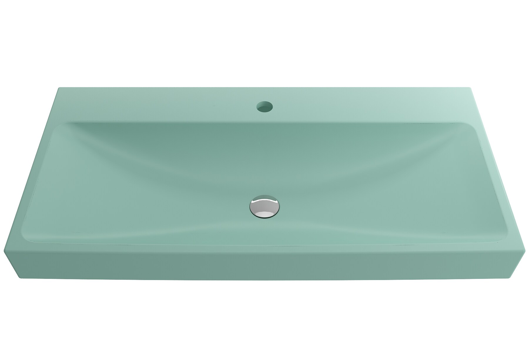 BOCCHI 1079-033-0126 Fire clay Wall-mount Rectangular Modern Matte Mint Green Bathroom Sink ( 39.75-Inches x 19-Inches )