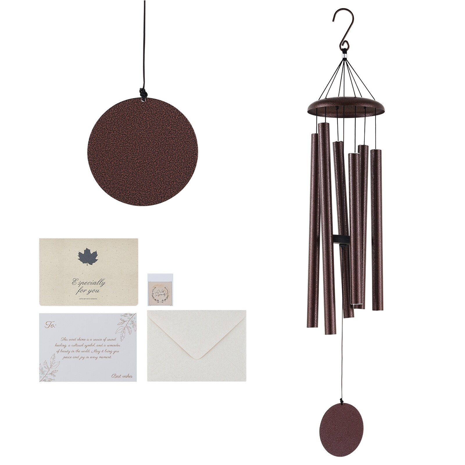 Mecale - 45-in Deep Tone Wind Chimes with 6 Aluminum Tubes Hand-Tuned Memorial Patio Garden Decor...