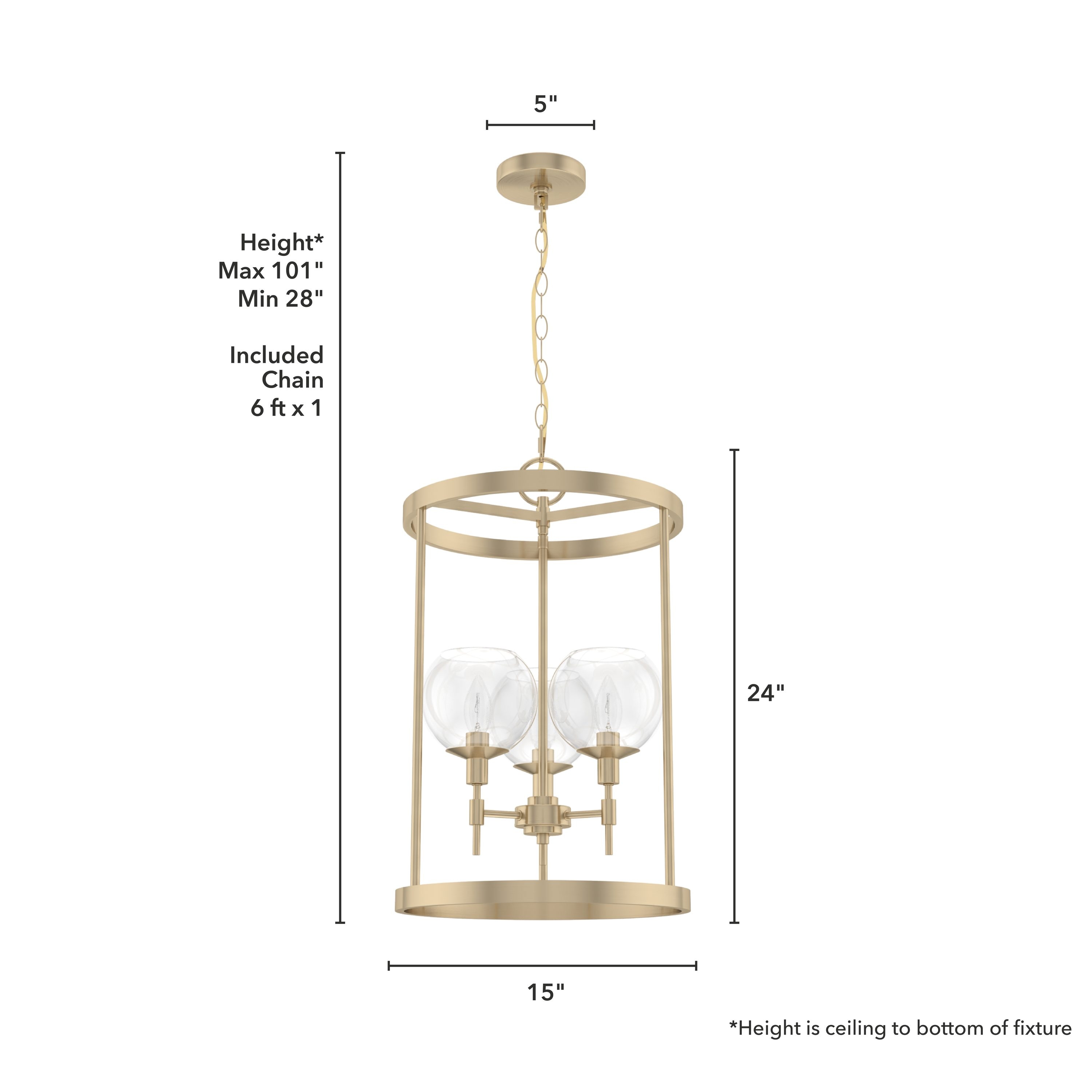 Hunter Xidane 3-Light Alturas Gold Mid-century Clear Glass Geometric ...