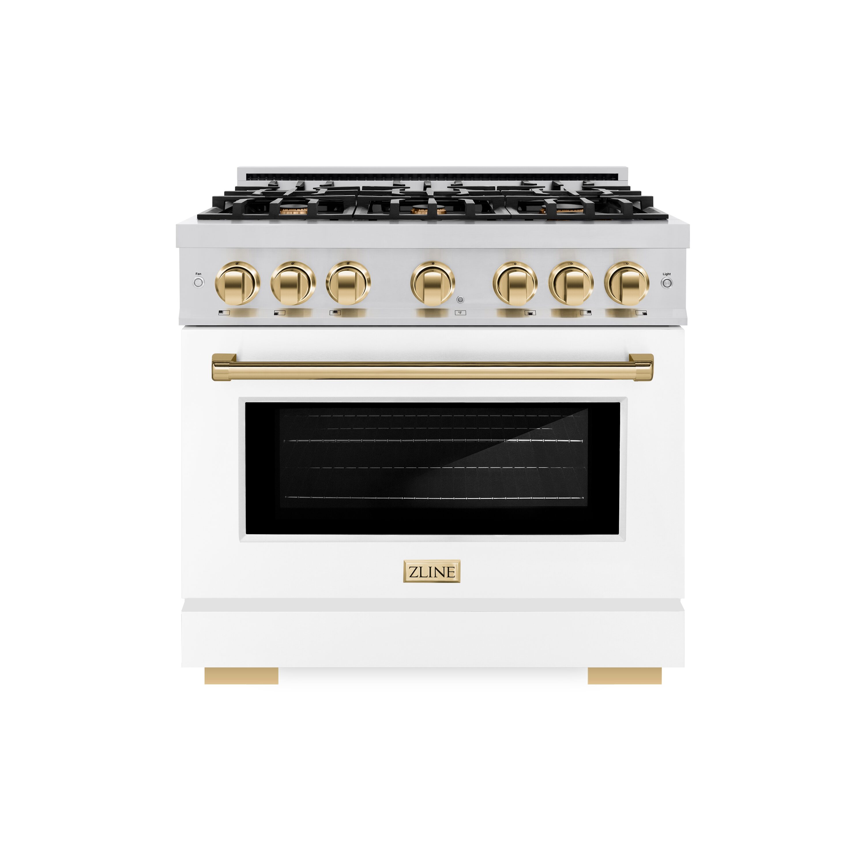 ZLINE KITCHEN & BATH HDRZ-WM-36-G Select 36-in Standard 6 burners Convection Oven Freestanding Dual Fuel Range ( Stainless Steel, White Matte Door, Polished Hold Accents )