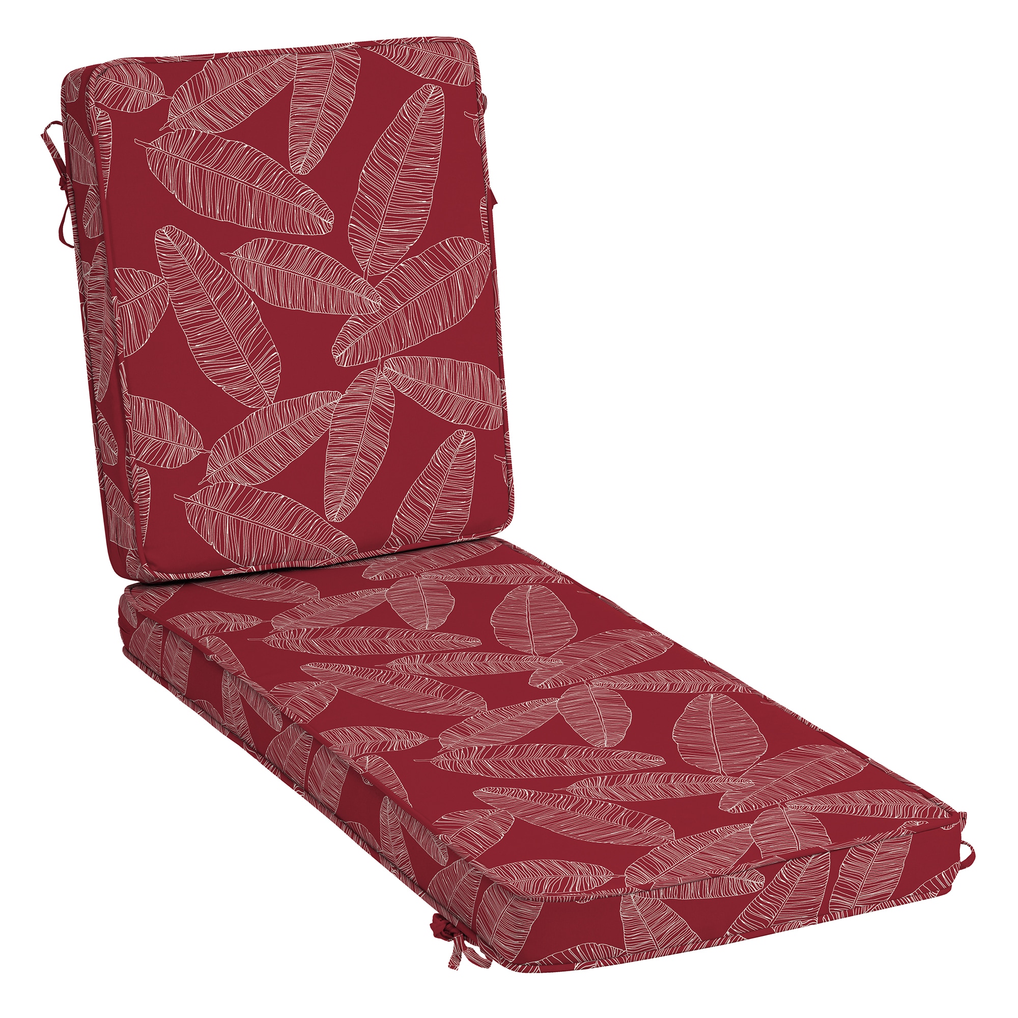 ARDEN ZP05F03B-DKZ1 ProFoam Essentials 46-in x 21-in Red Leaf Palm Patio chaise lounge chair cushion
