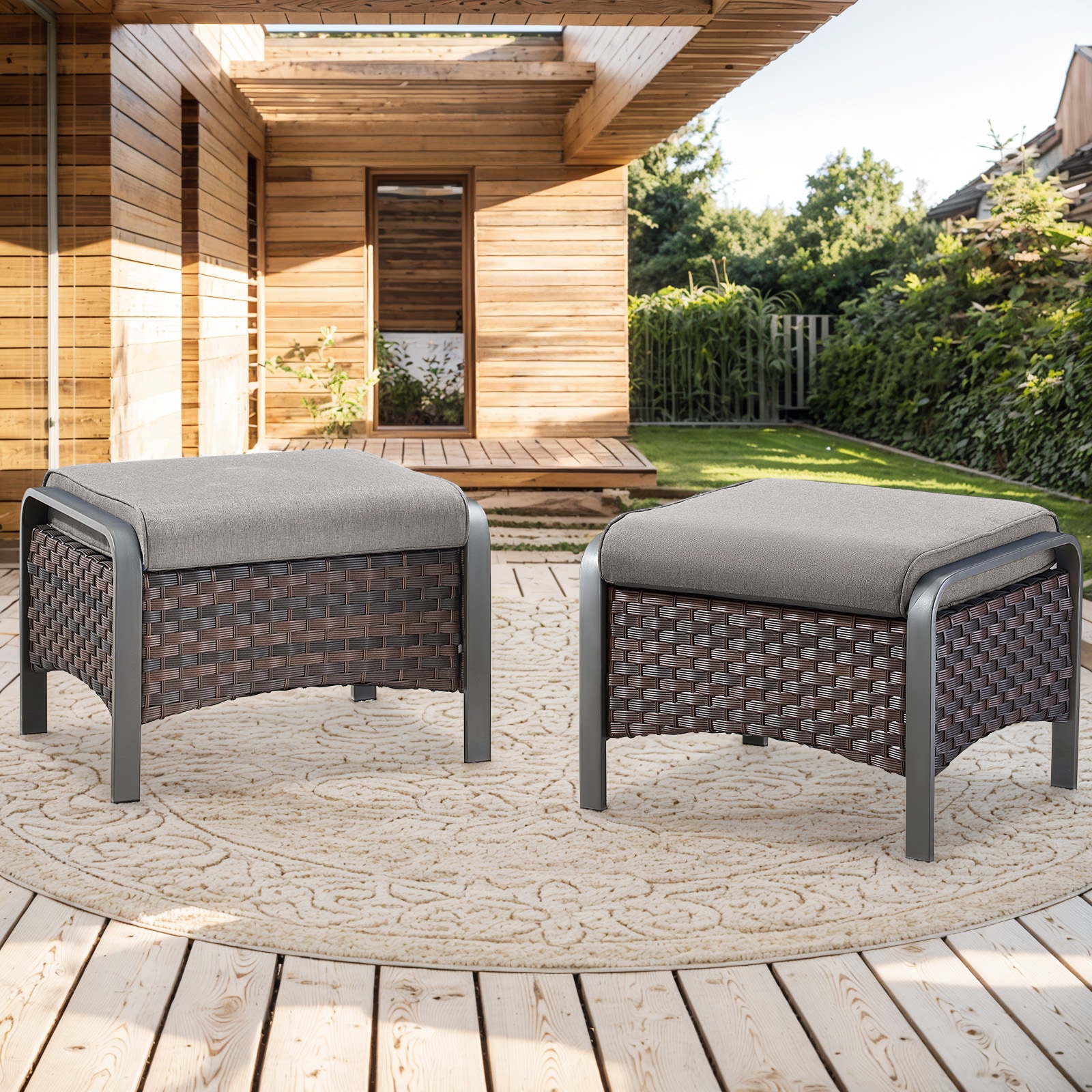 Jeehope PATZB40-3 PAnorama Series 2 -Pack Brown Steel Ottoman
