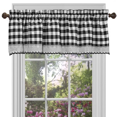 Achim Buffalo Check 14 In Black, Red Black Gray Kitchen Curtains