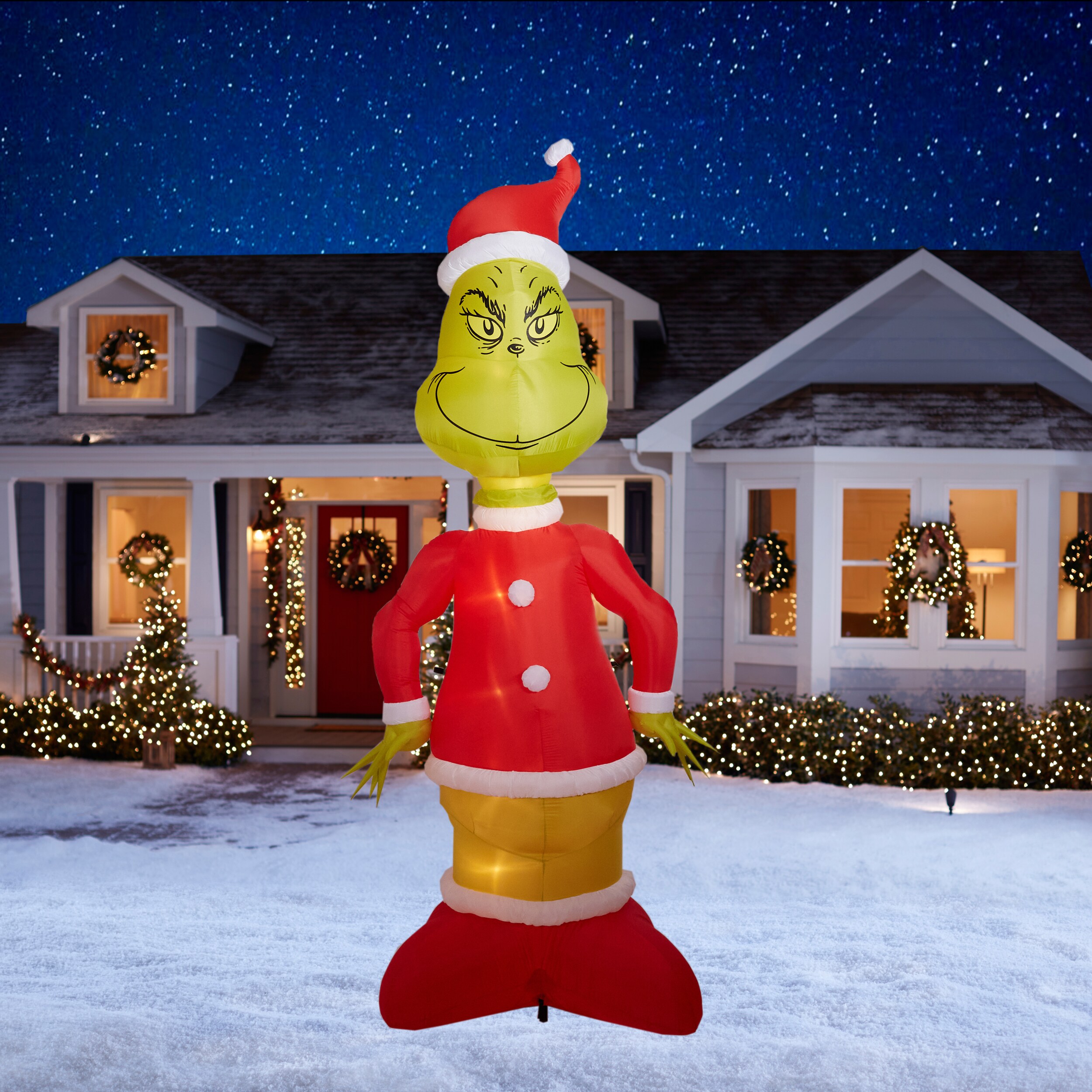 Grinch 11.52-ft Animatronic Lighted Christmas Inflatable in the ...