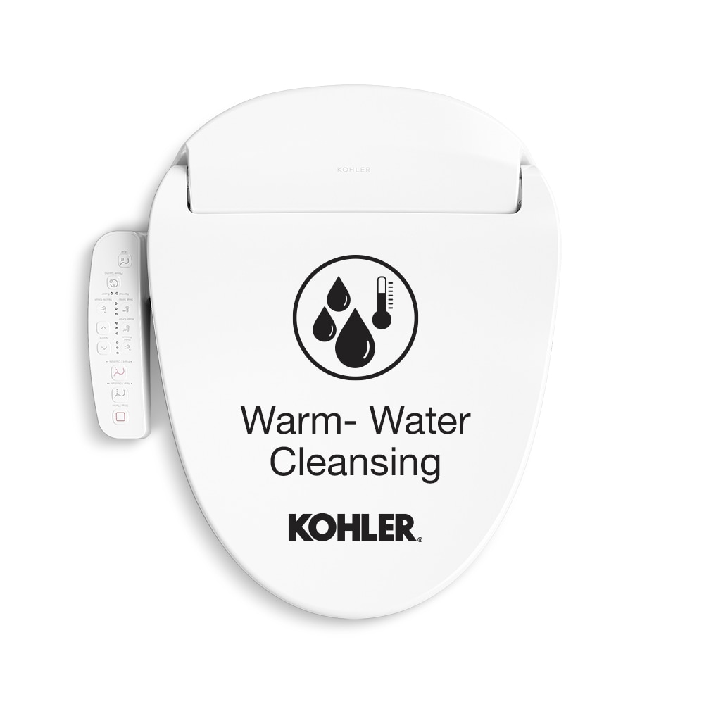 KOHLER 32330-0 Purewash E580 Plastic White Elongated Soft Close Heated Bidet Toilet Seat