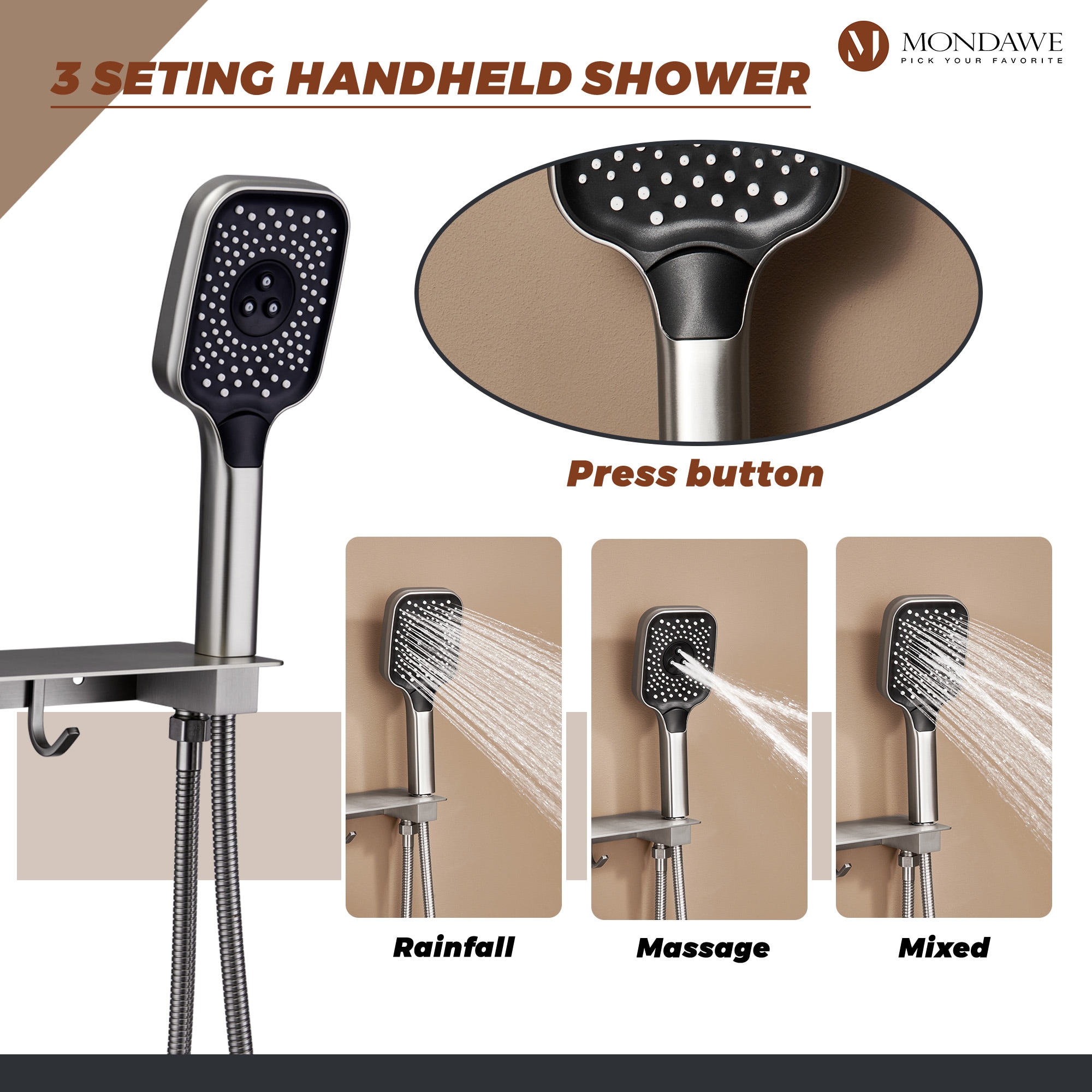 Mondawe MD-BN-6105 Showerhead-Bar-Panels - View #9