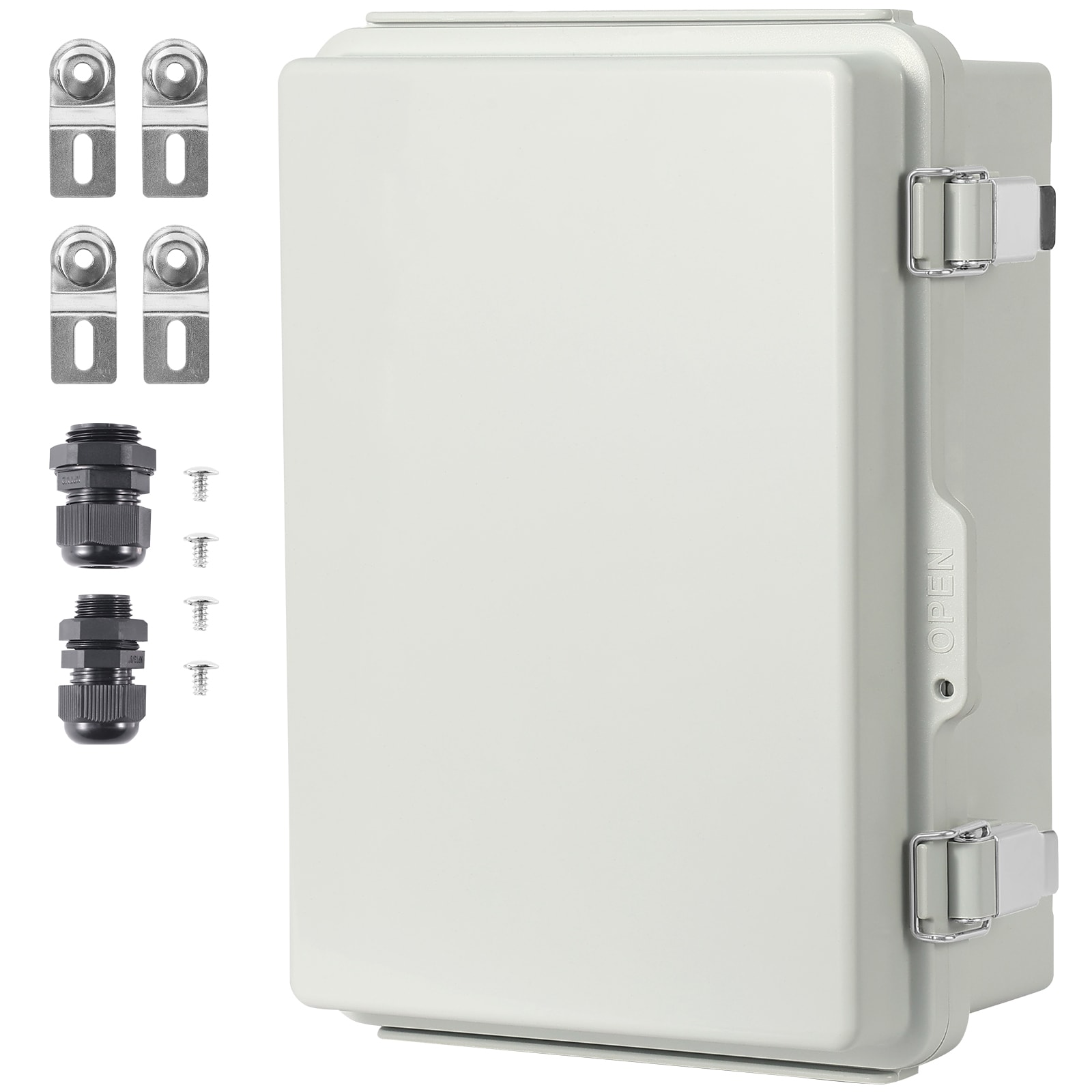 VEVOR SCSLJXHABS1604047V0 Outdoor Electrical Junction Box  16.93 x 12.99 x 7.09 in  ABS Plastic Electrical Enclosure Box with Hinged Cover Stainless Steel Latch  IP67 Dustproof Waterproof for Outdoor Electrical Projects