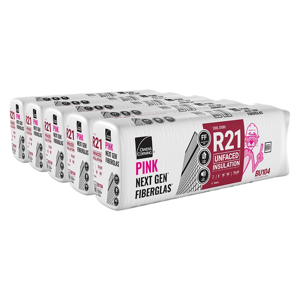 Owens Corning BU104 R- 21 Wall Unfaced Fiberglass Batt Insulation 74.69-sq ft ( 16-in W x 96-in L)