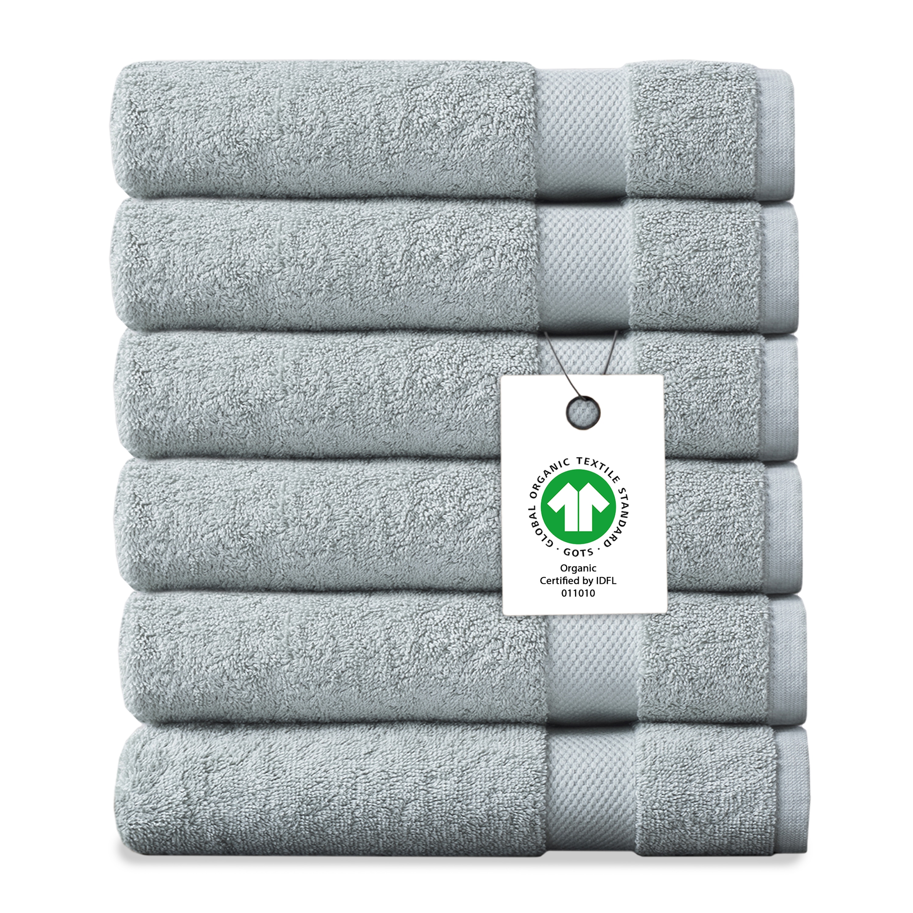 Delara  Organic Cotton Luxuriously Plush Washcloths Pack of 6 GOTS and Oeko-TEX Certified Premium Hotel Quality Towels Feather Touch Technology 650 GSM Long Staple Soft Quick Dry 13x13 Inches