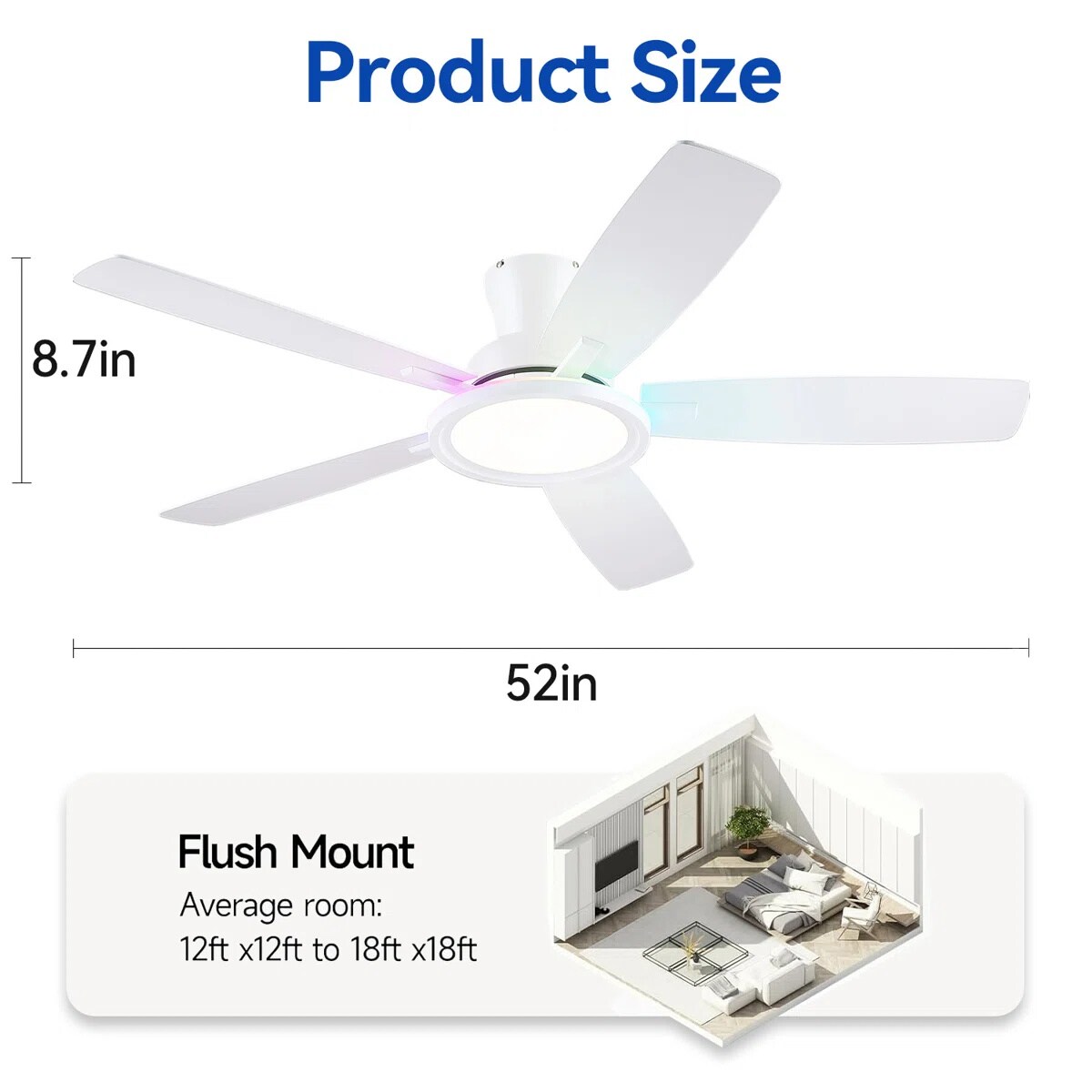 Kviflon LS8240-52WHRGB Ceiling-Fans - View #11