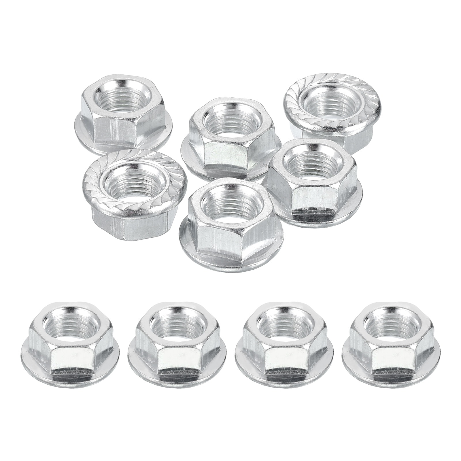 PATIKIL M14x1.5mm Serrated Flange Hex Lock Nuts 10pcs Metric Fine Thread Carbon Steel Non-Slip Hexagon Flange Nut Fasteners for Machinery Manufacturing Industrial DIY Use Silver