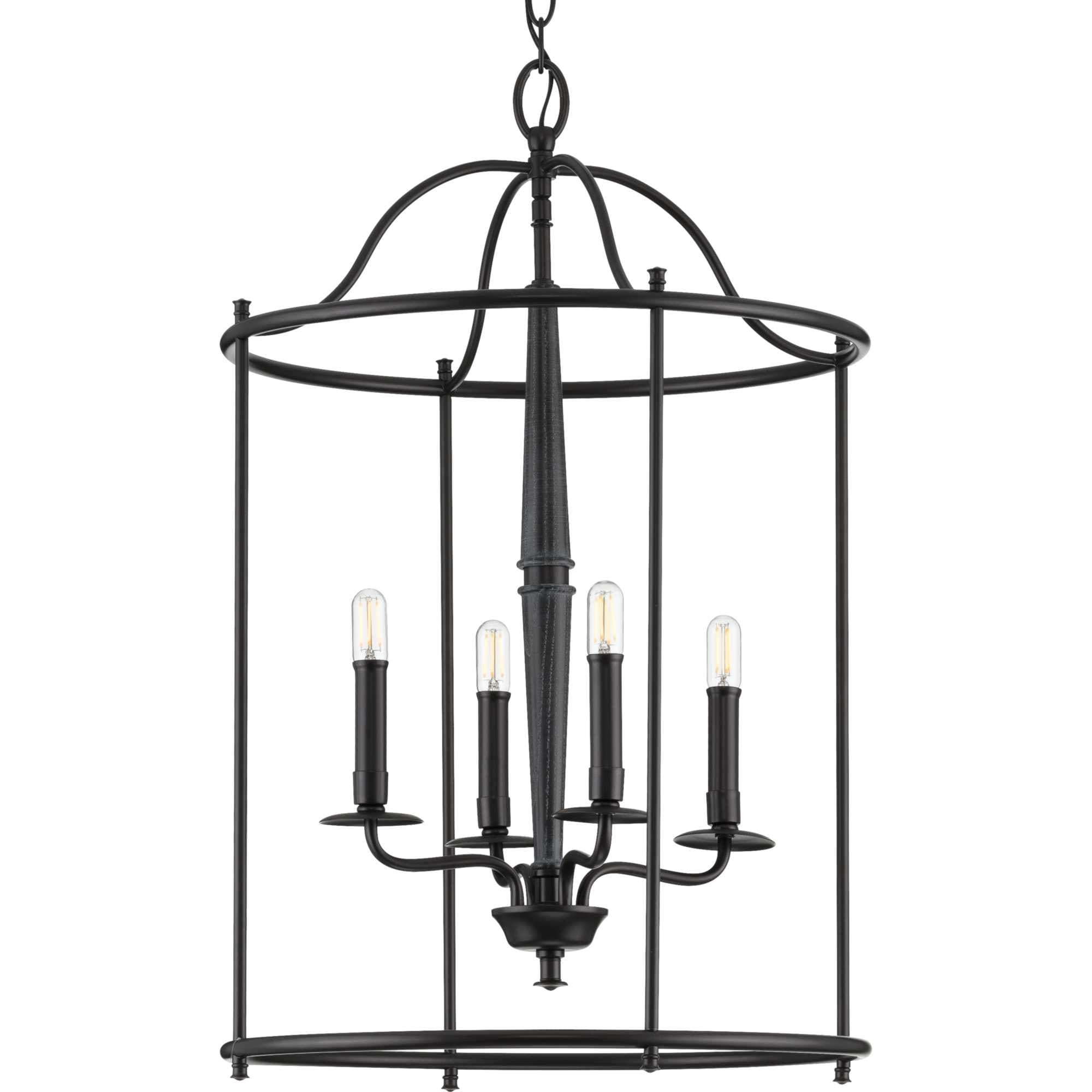 Progress Lighting Durrell 4-Light Matte Black Coastal Chandelier