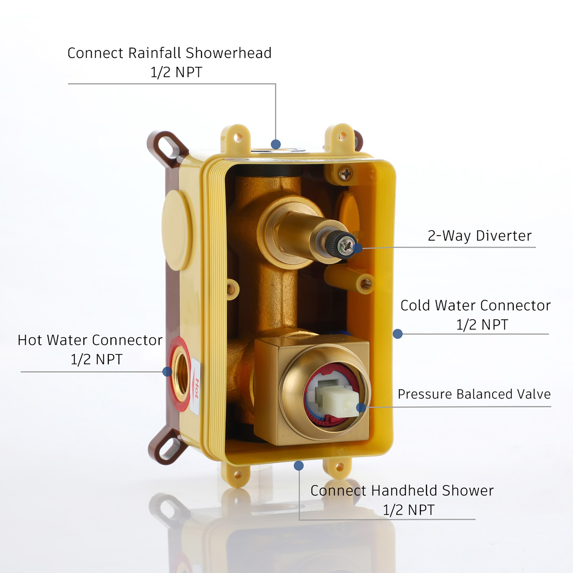 Brushed Gold Dual Rain Shower System with Handheld Spray