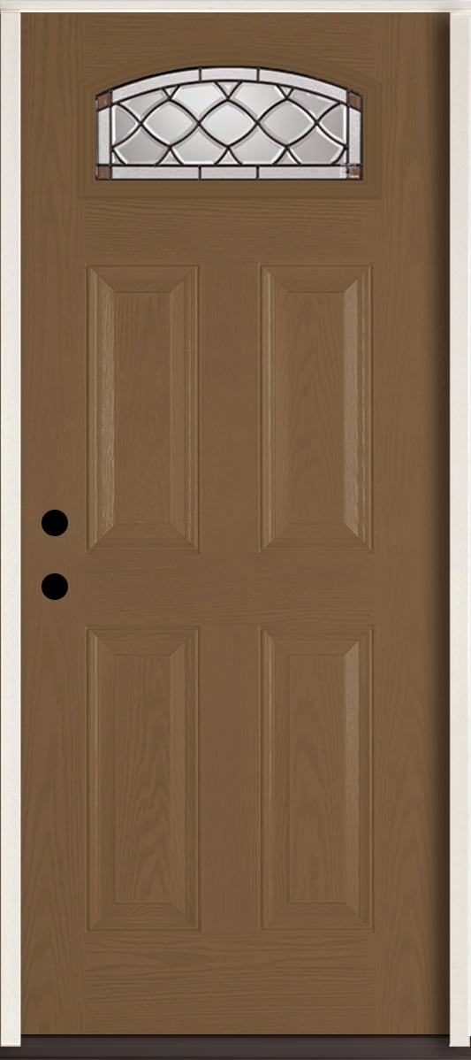 RELIABILT LO841883 Sheldon 36-in x 80-in x 4-9/16-in Fiberglass 1/4 lite Right-hand inswing Woodhaven Stained Prehung Front Door Insulating core