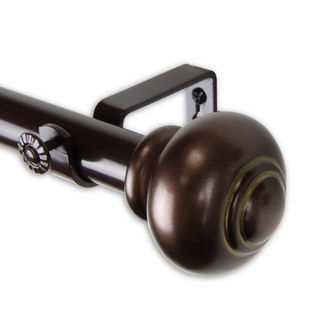 Hart & Harlow L100-34-289 Reina 1-in 28-in to 48-in Bronze Steel Single curtain rod with Finials