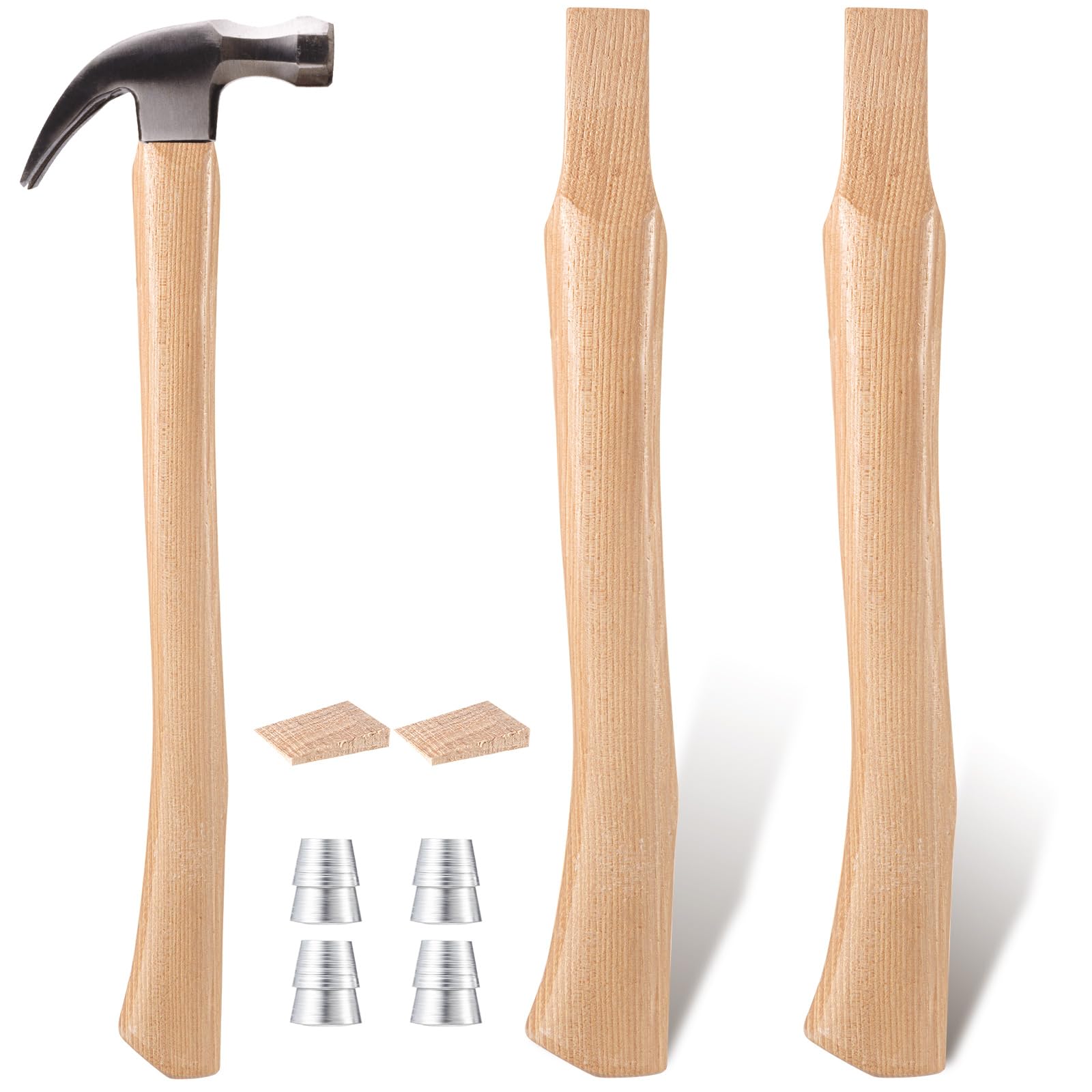 Ahfiwaso 2 pcs 18 Inch Curved Wood Hammer Handle Replacement Set with 2 Wooden and 4 Iron Wedges for Sledge and Axe Tools Durable Comfortable Grip #LAH0626H046