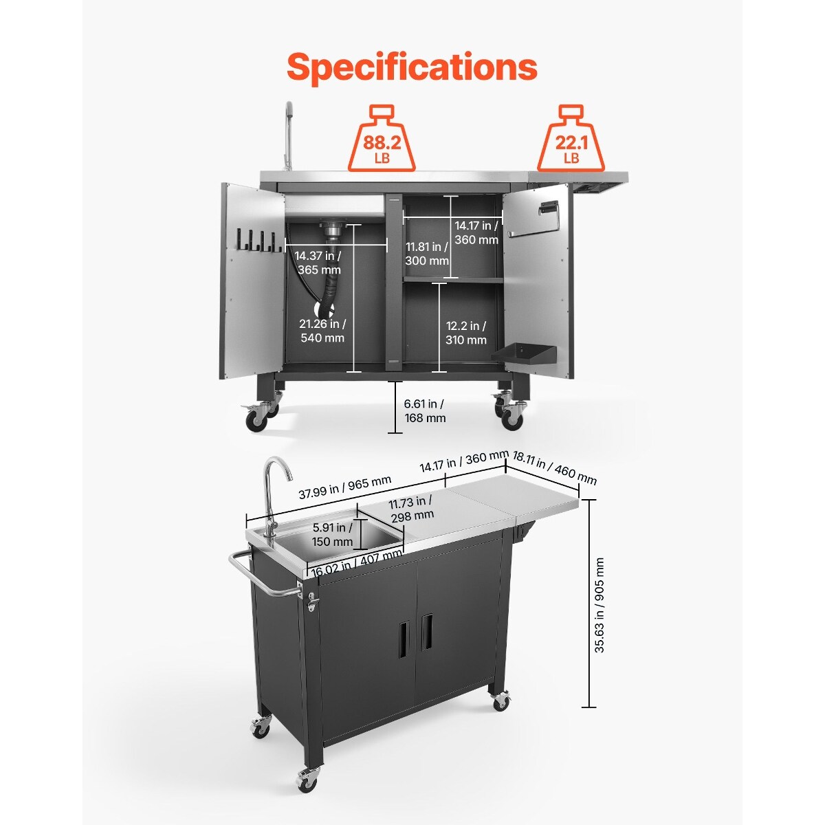 Tooliom D01027ESQ1X Grill-Carts-Grill-Stands - View #2