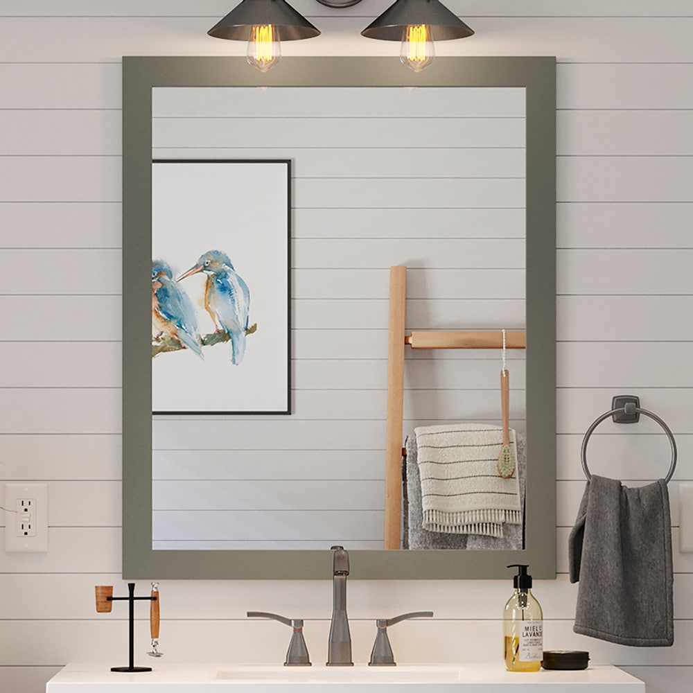 Style Selections 29-in W x 35-in H Dark Gray Rectangular Framed Bathroom  Vanity Mirror in the Bathroom Mirrors department at Lowes.com