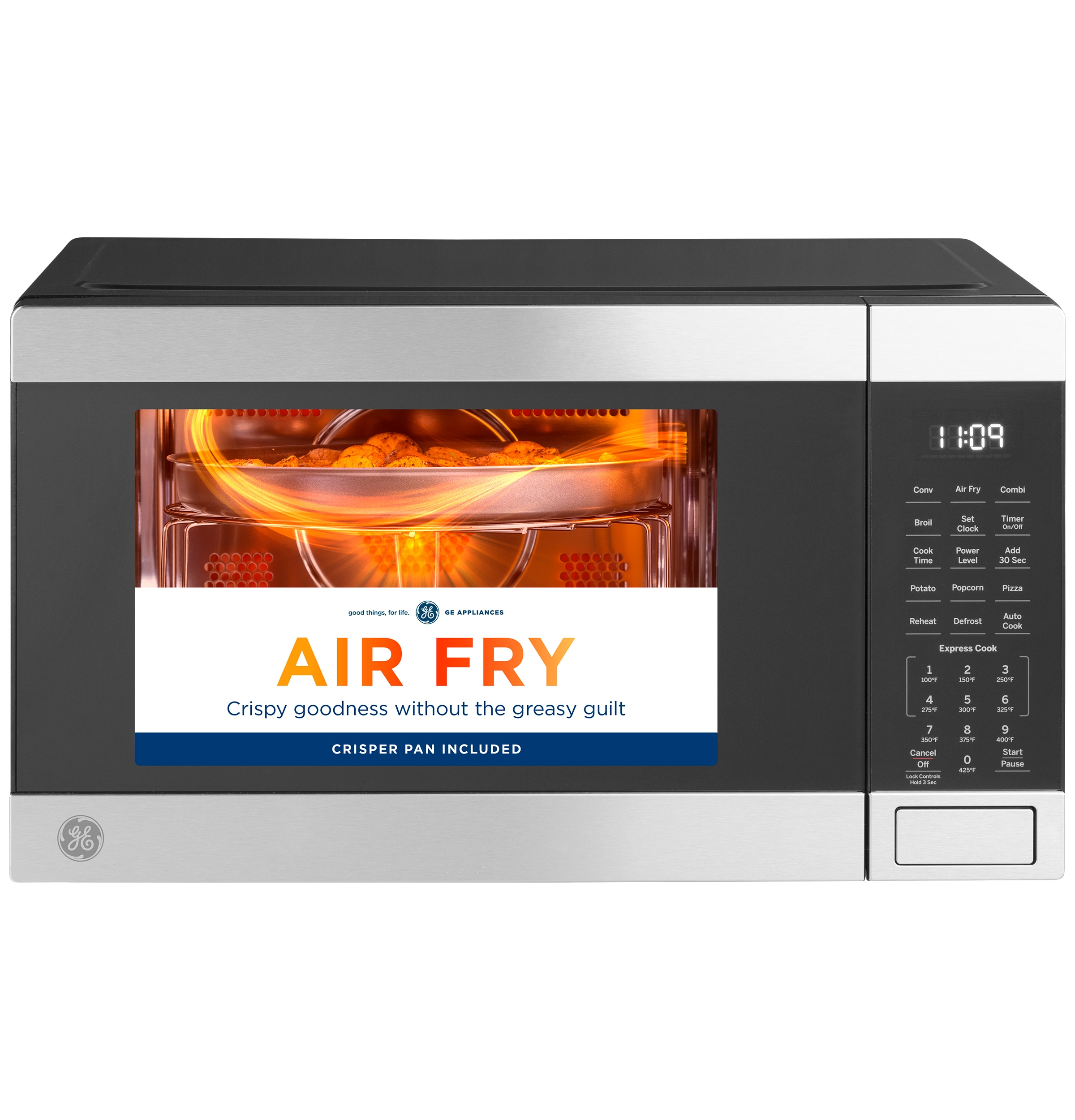 GE 1-cu ft 1050-Watt Air Fry Sensor Cooking Controls Countertop Convection  Microwave (Stainless Steel) in the Countertop Microwaves department at 