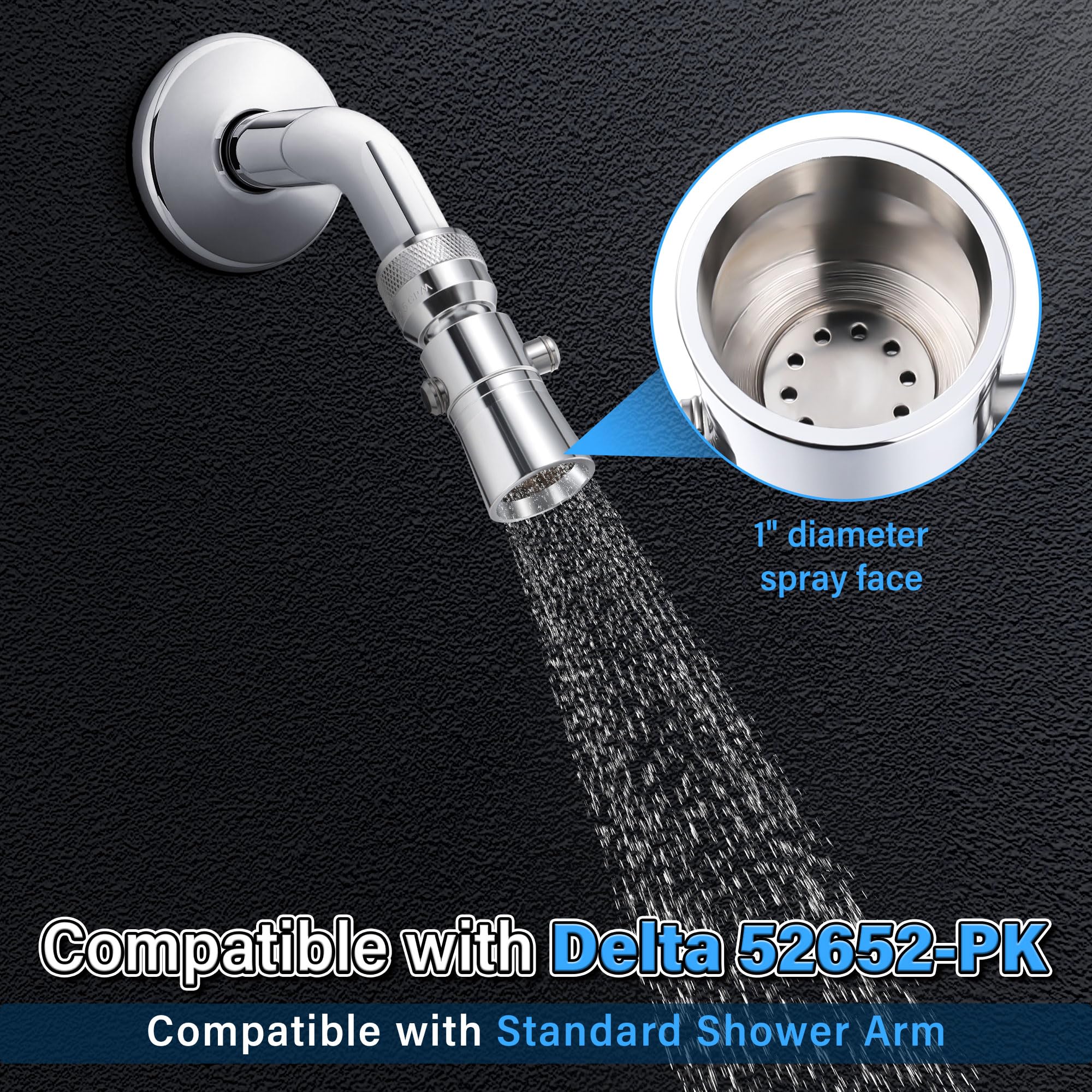Adrinfly 2 Setting Pivoting Single Spray Shower Head with Shut Off ...