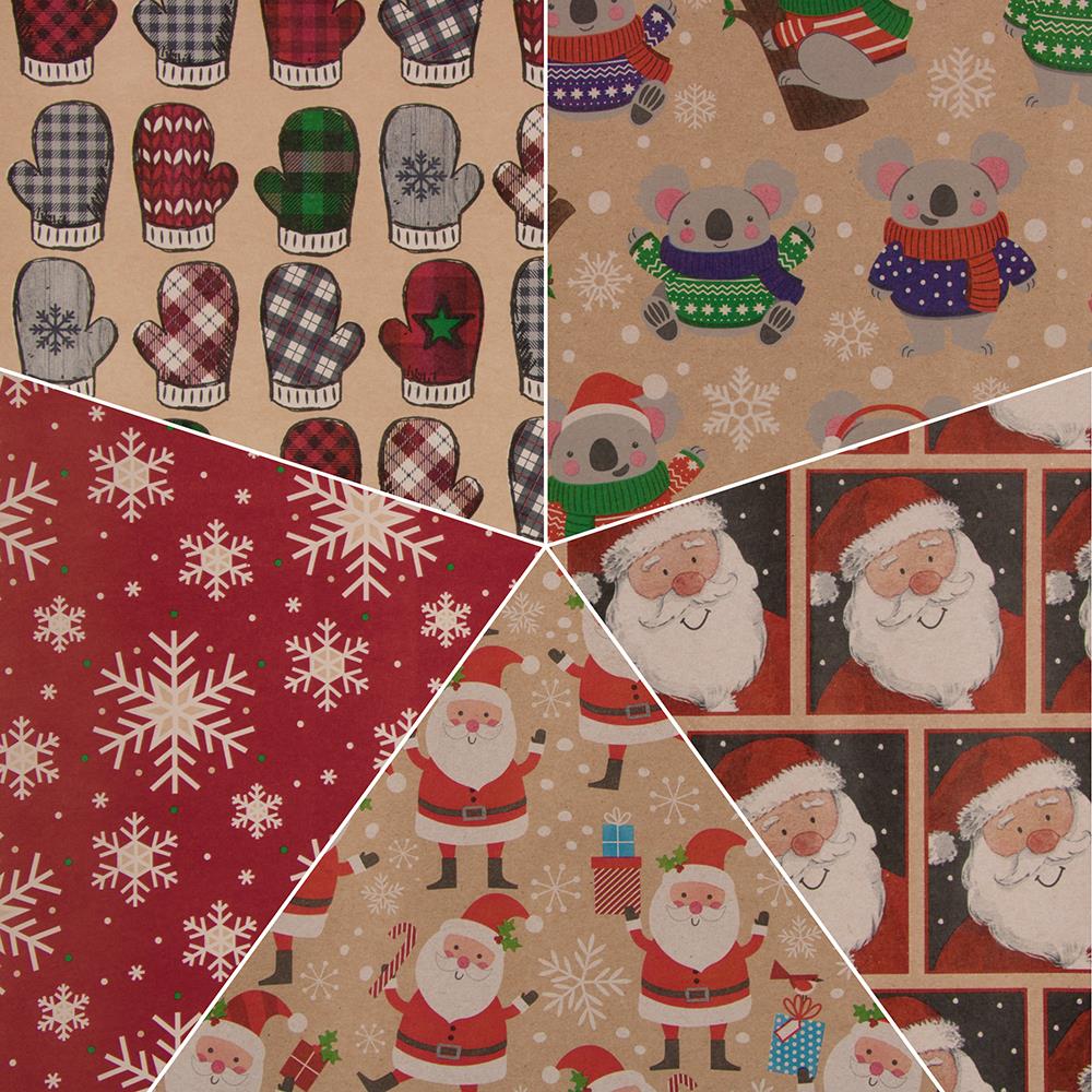 Santa Vintage Style Roll Wrapping Paper Gift Wrap 2.5 Feet x 2.66 Yd  Christmas