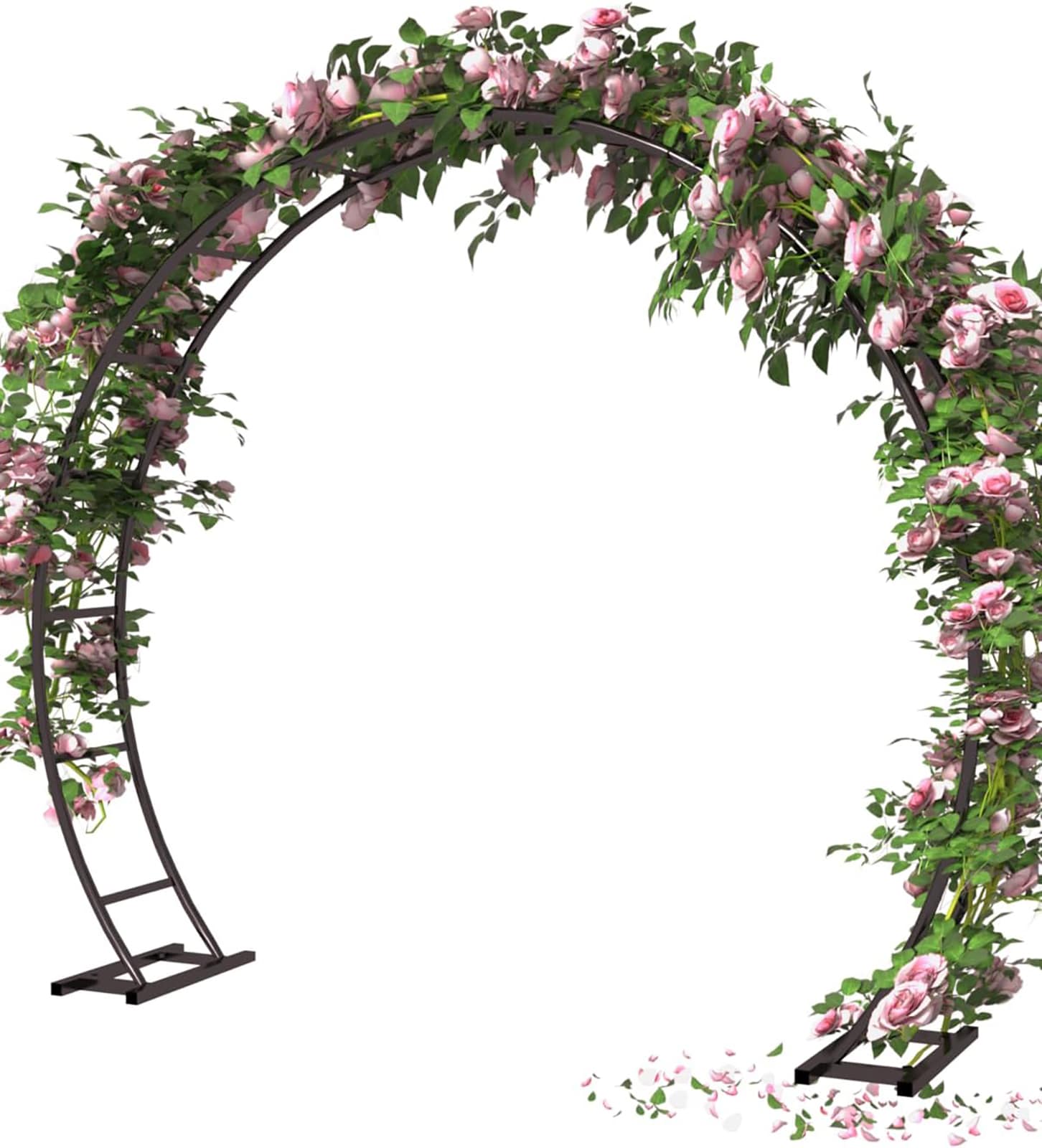 Misopily Extra Large Metal Arch Stand 8 ft Wide 7 ft High Double Tube Frame Black 1 Piece Stable Base for Wedding Ceremony Garden Trellis
