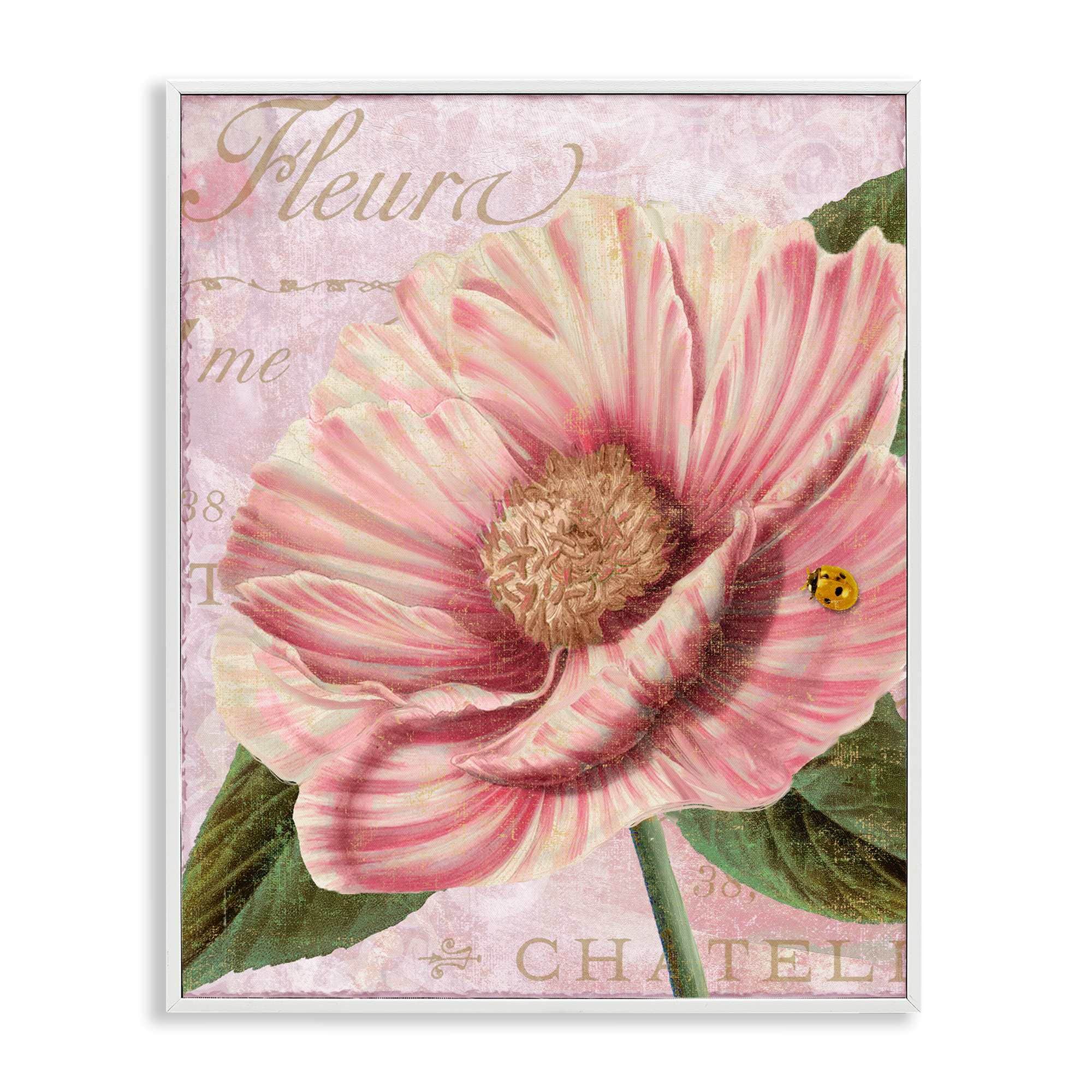 Stupell Industries BT-004-WFR-11X14 French Flower and Ladybug White Framed Giclee Art By Sasha 11 x 14
