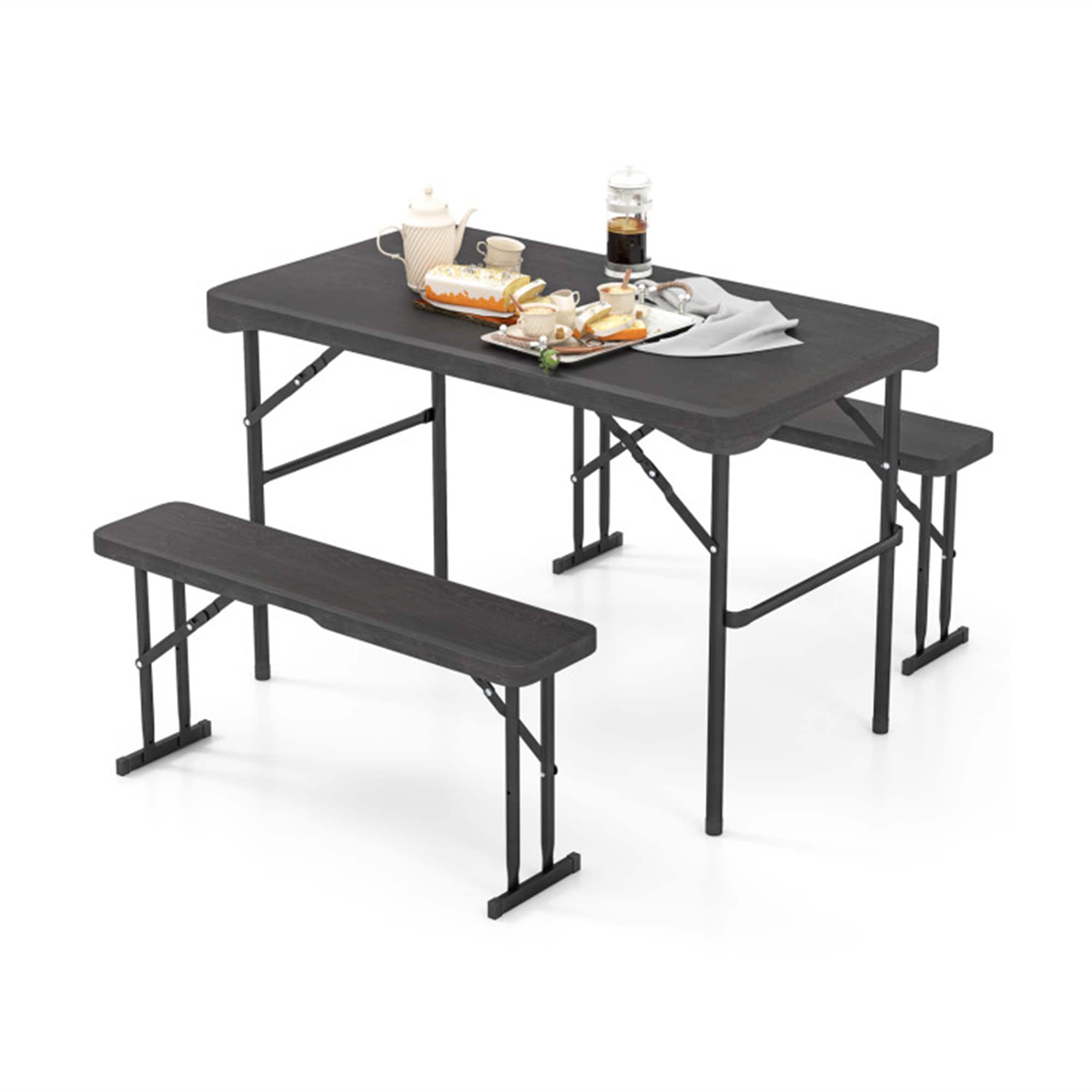 BABOOM BOM-11837BK-CO 42.5-in Black Resin Rectangle Folding Picnic Table