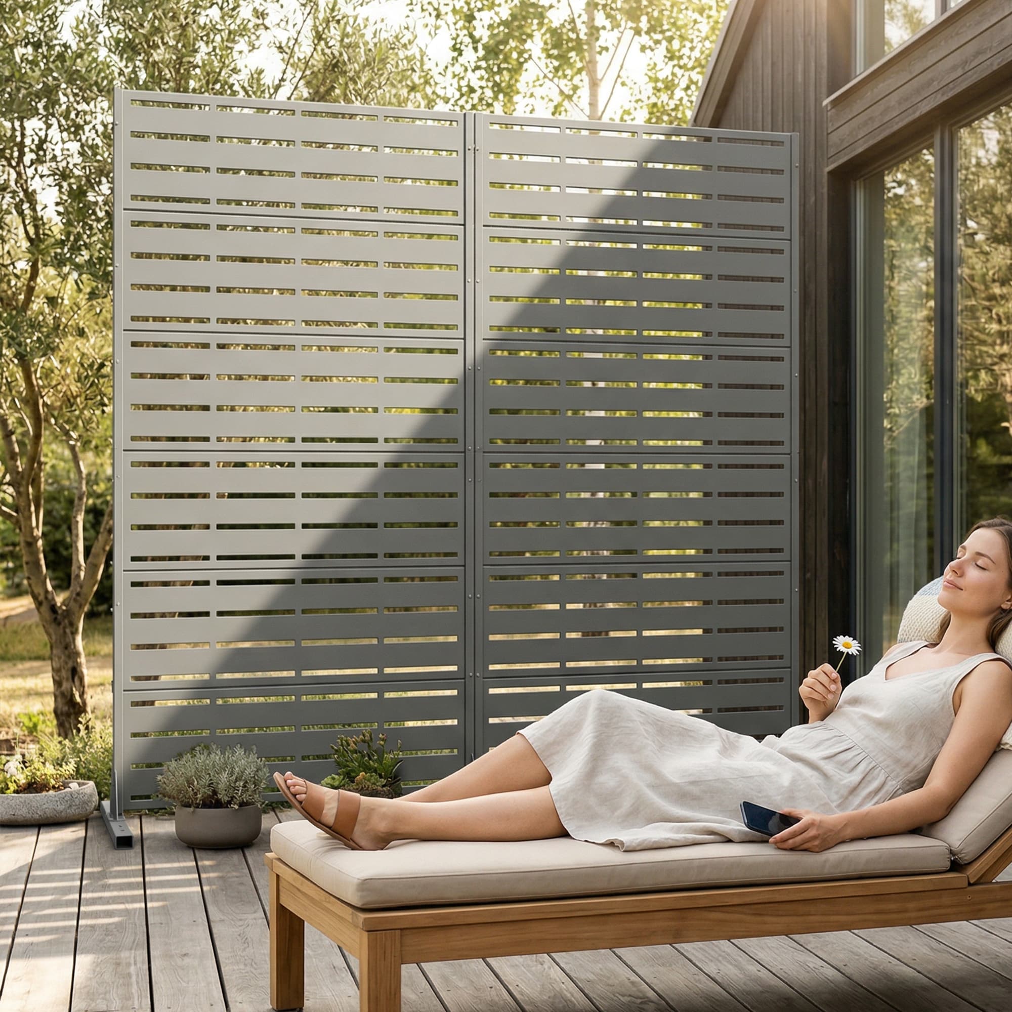 Misty Moon 72 in H x 35 in W Outdoor Privacy Screens Galvanized