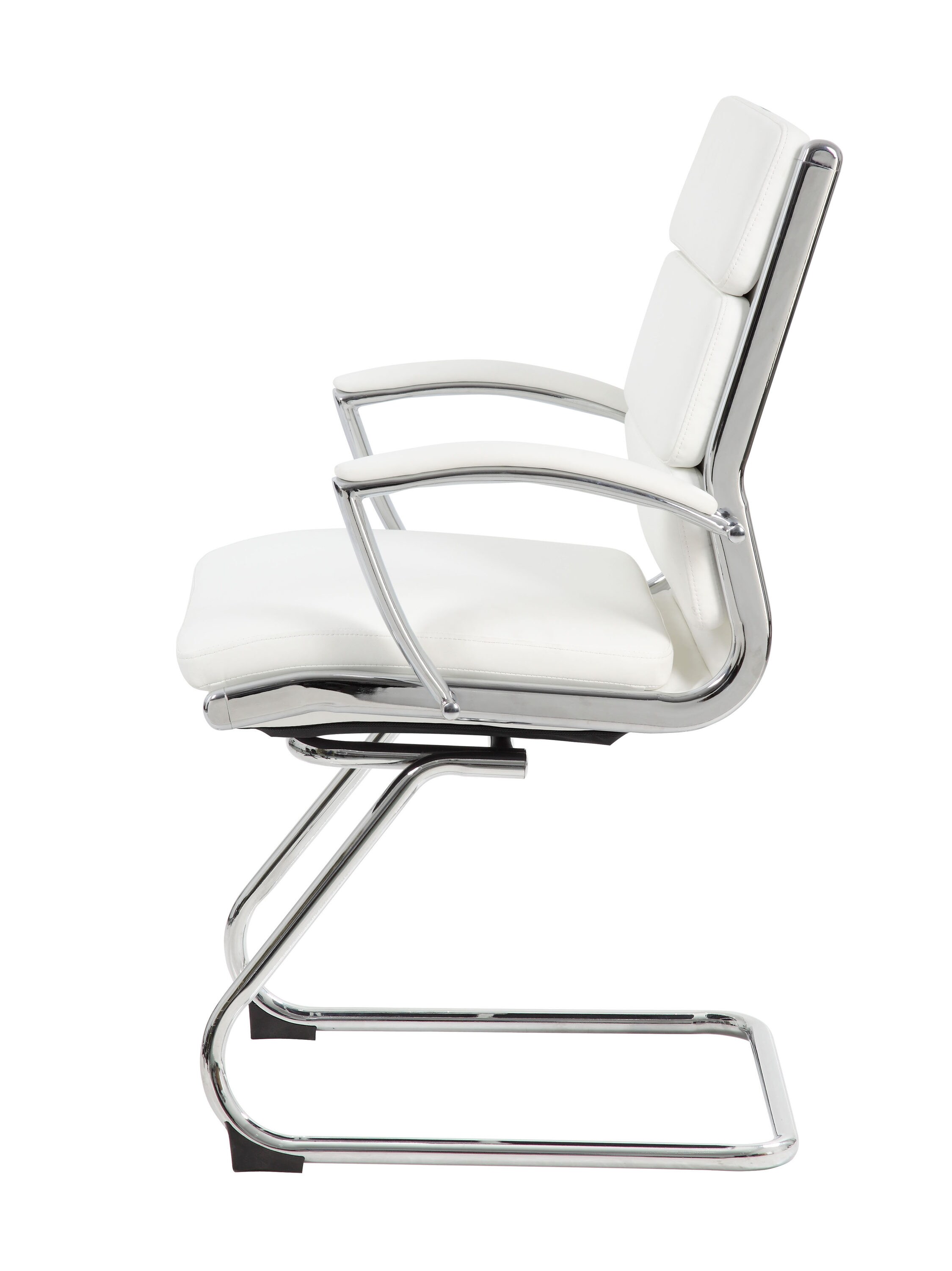 Chic White CaressoftPlus Executive Guest Chair with Chrome Finish