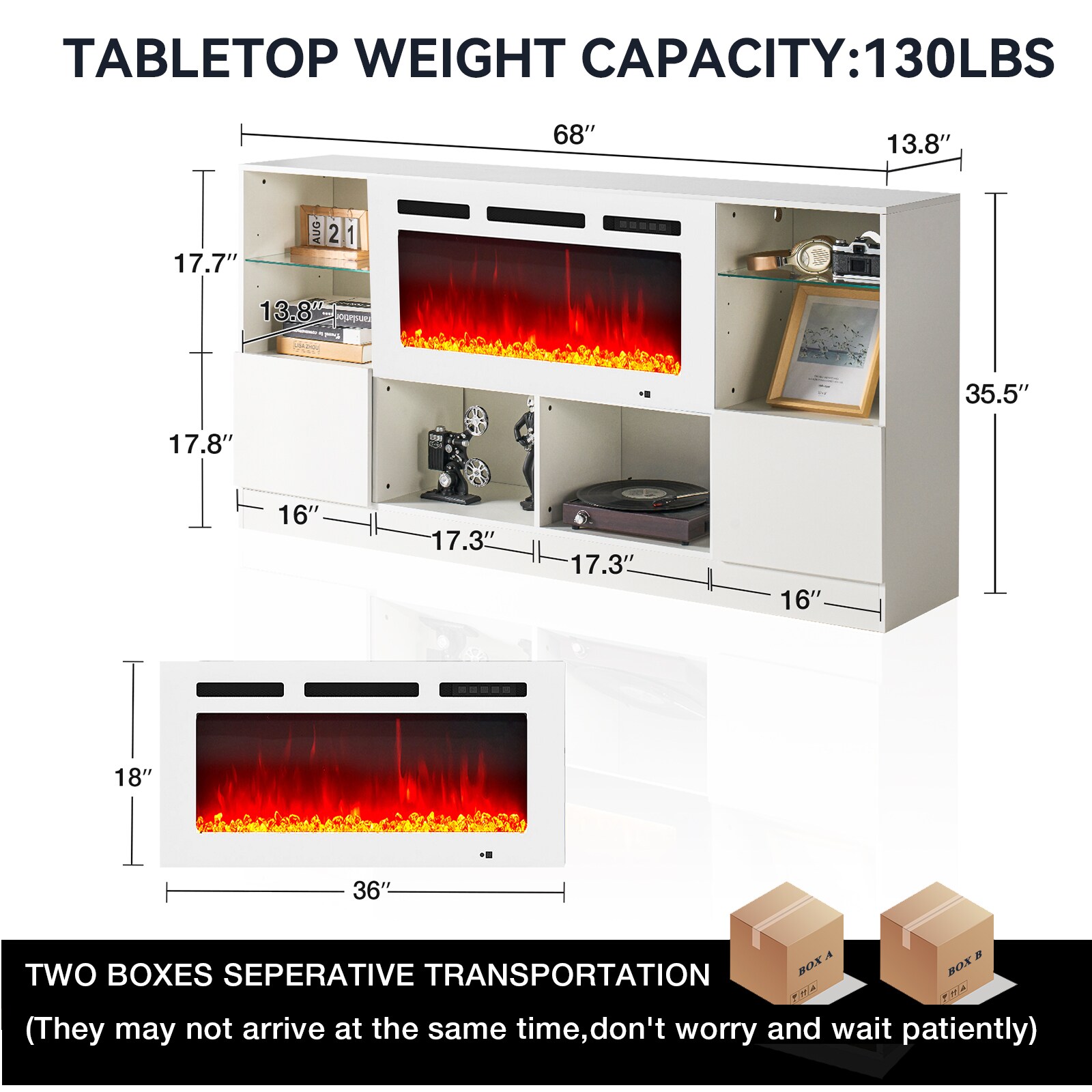 Bapipro TE07A307W Electric-Fireplaces - View #3