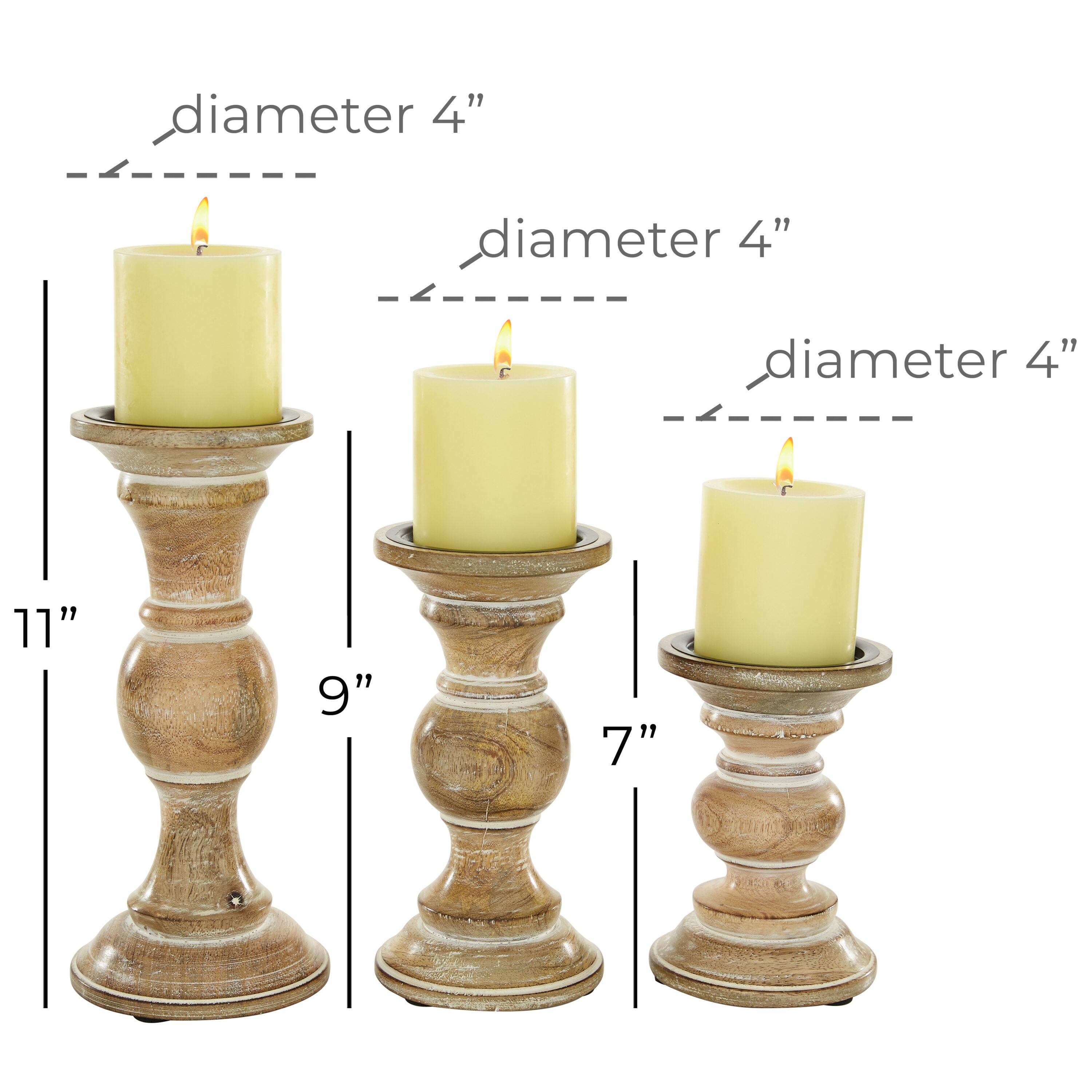 Grayson Lane 3 Candle Wood Pillar Candle Holder 51325 at Lowes.com