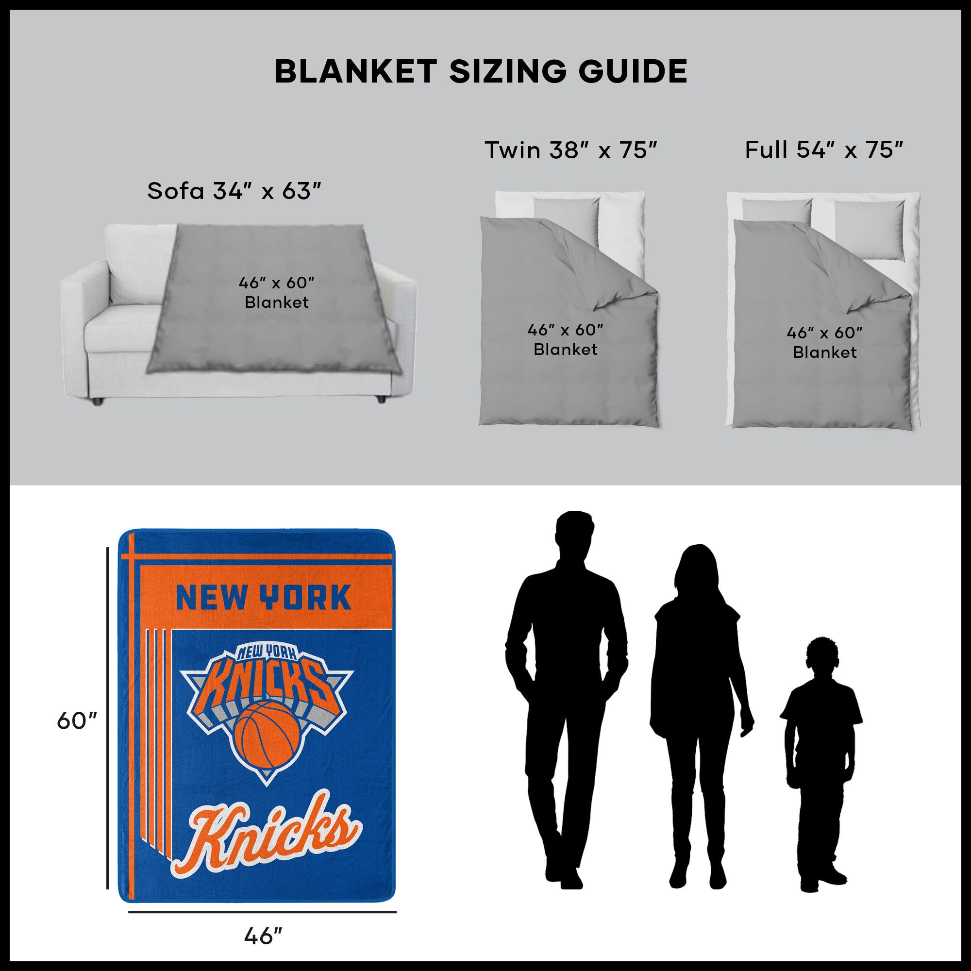Sweet Home Collection LOW-NBA-60B-KNICK Blankets-And-Throws - View #3