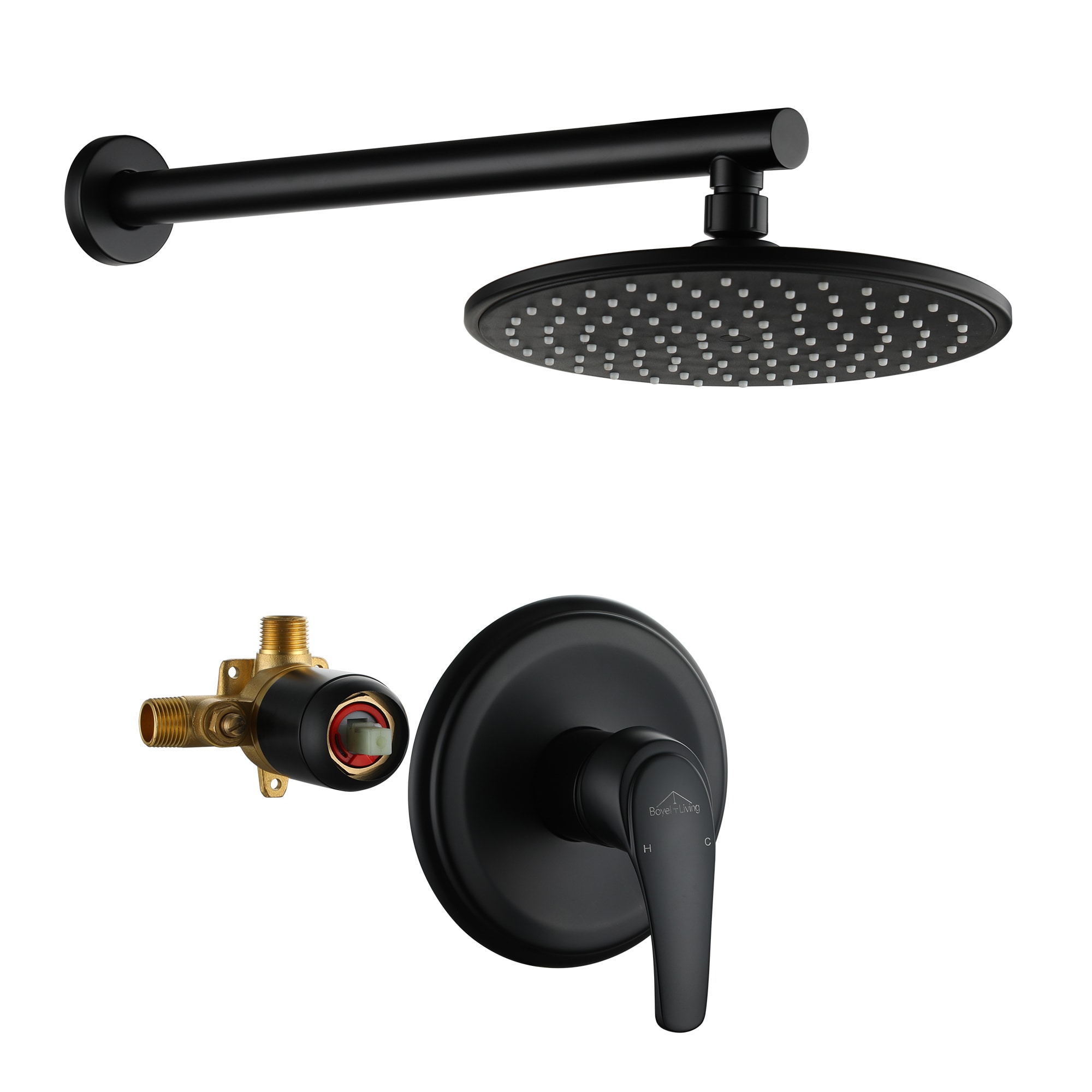 Clihome SMD-88013B-9 Matte Black 9-Inches Built-In Shower Faucet System with ( Pressure-balanced Valve Included )