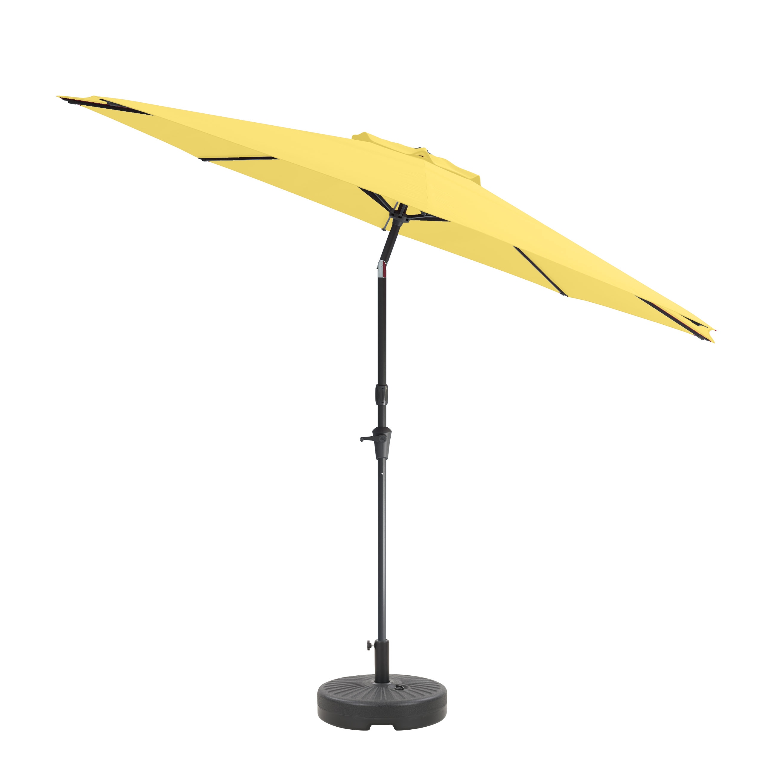 CorLiving PPU-711-Z1 10-ft Aluminum Yellow Auto-tilt Market Patio Umbrella with Base