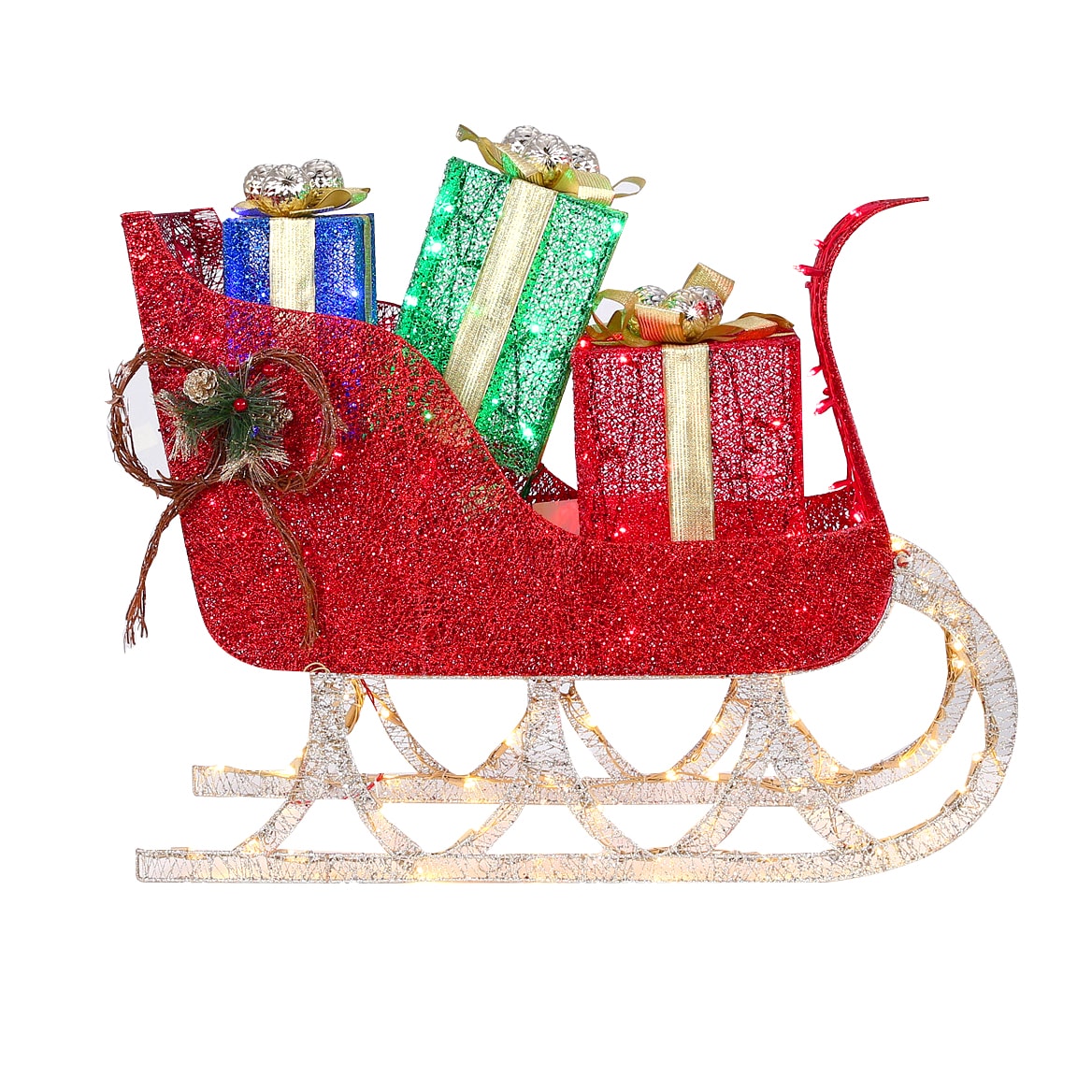 Holiday Living 40-in Sleigh Free Standing Decoration with Clear LED Lights  at