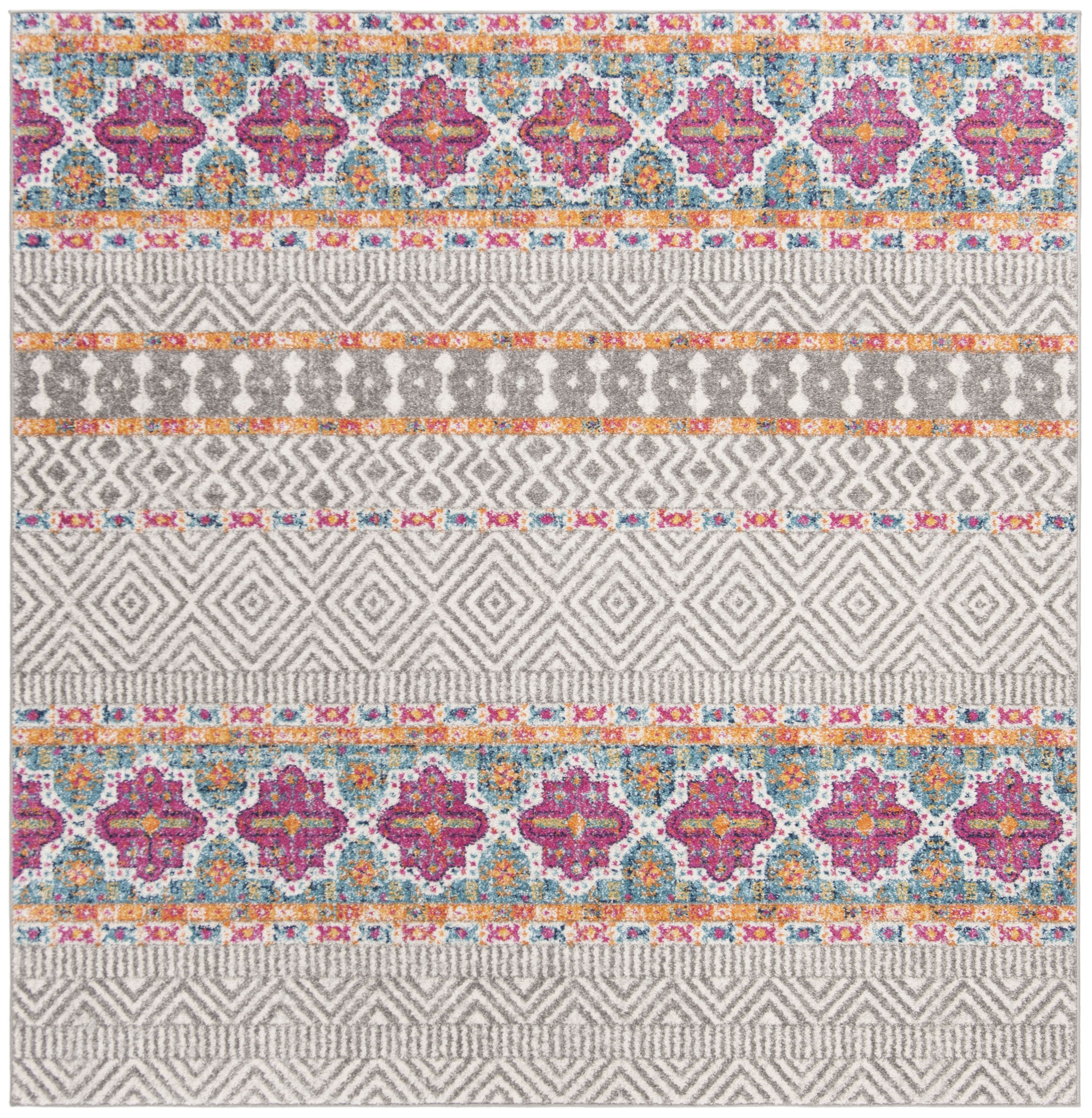 Safavieh MAD797F-7SQ Madison Orano 7 x 7 (ft) Loomed Synthetic Gray/Ivory Square Indoor Distressed/Overdyed Area rug