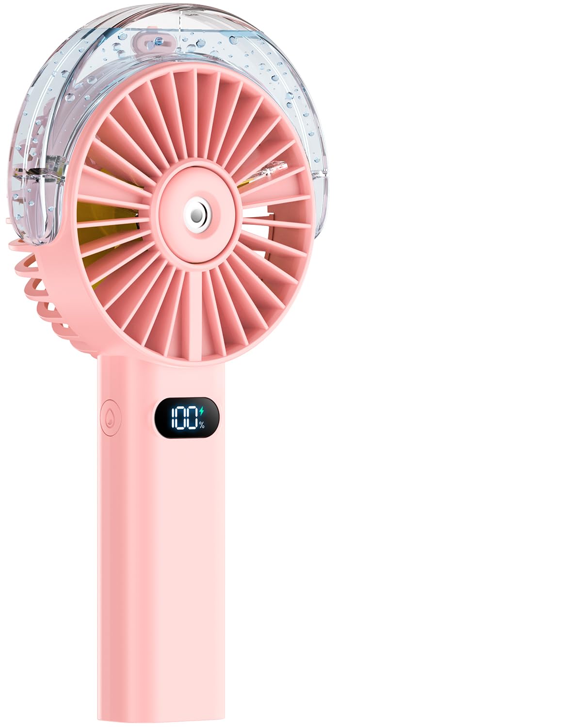 Vrbgify  Handheld Misting Fan Portable Personal Mister Fan with Water Spray Cooling 4 Speed Wind LED Display Pink Small Fan with Bottle