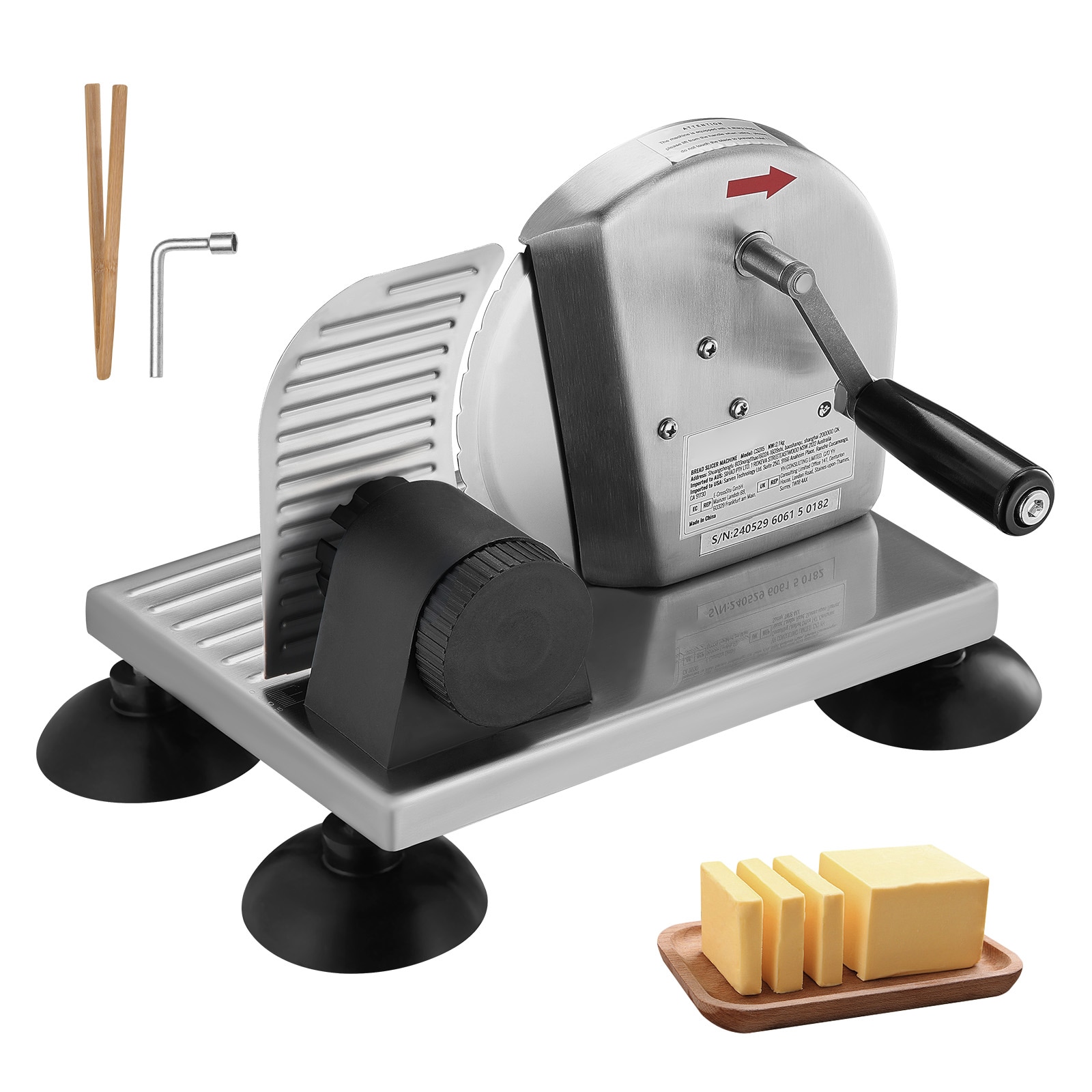 VEVOR SCSDMBQPJ75I04501V0 0-6-IN Bread Slicer Commercial/Residential Food slicer and Meat Slicer with Thickness Control ( Silver )