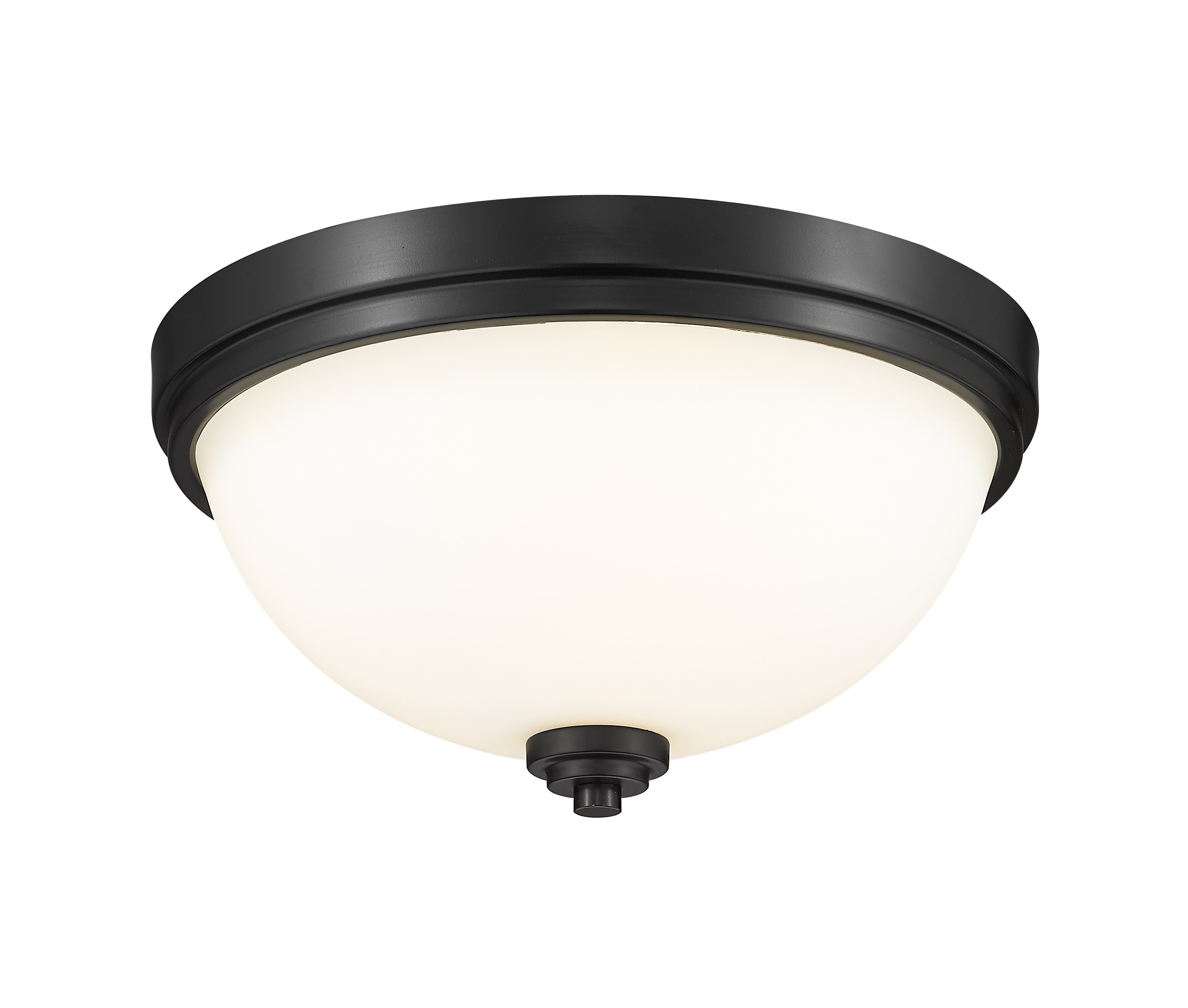 Ashton Matte Black 2-Light Flush Mount with Opal Glass Shade