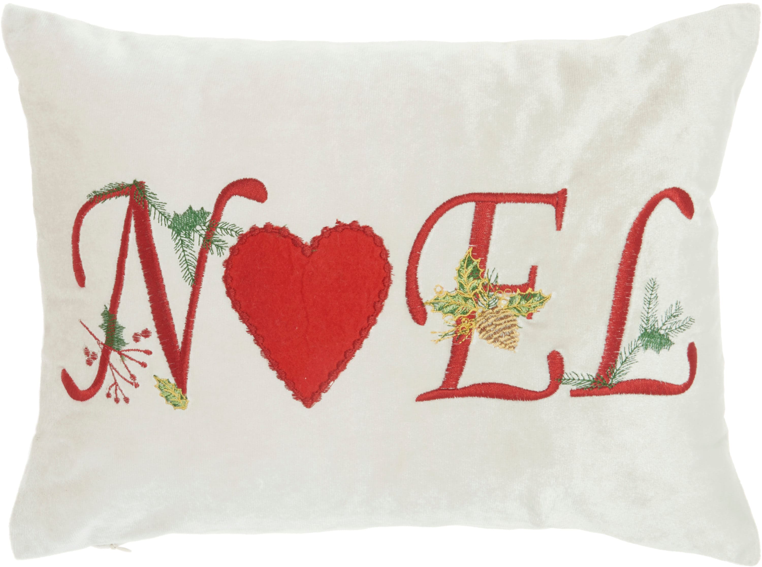 Lighted Embroidered Holiday Throw Pillows - Poinsettia