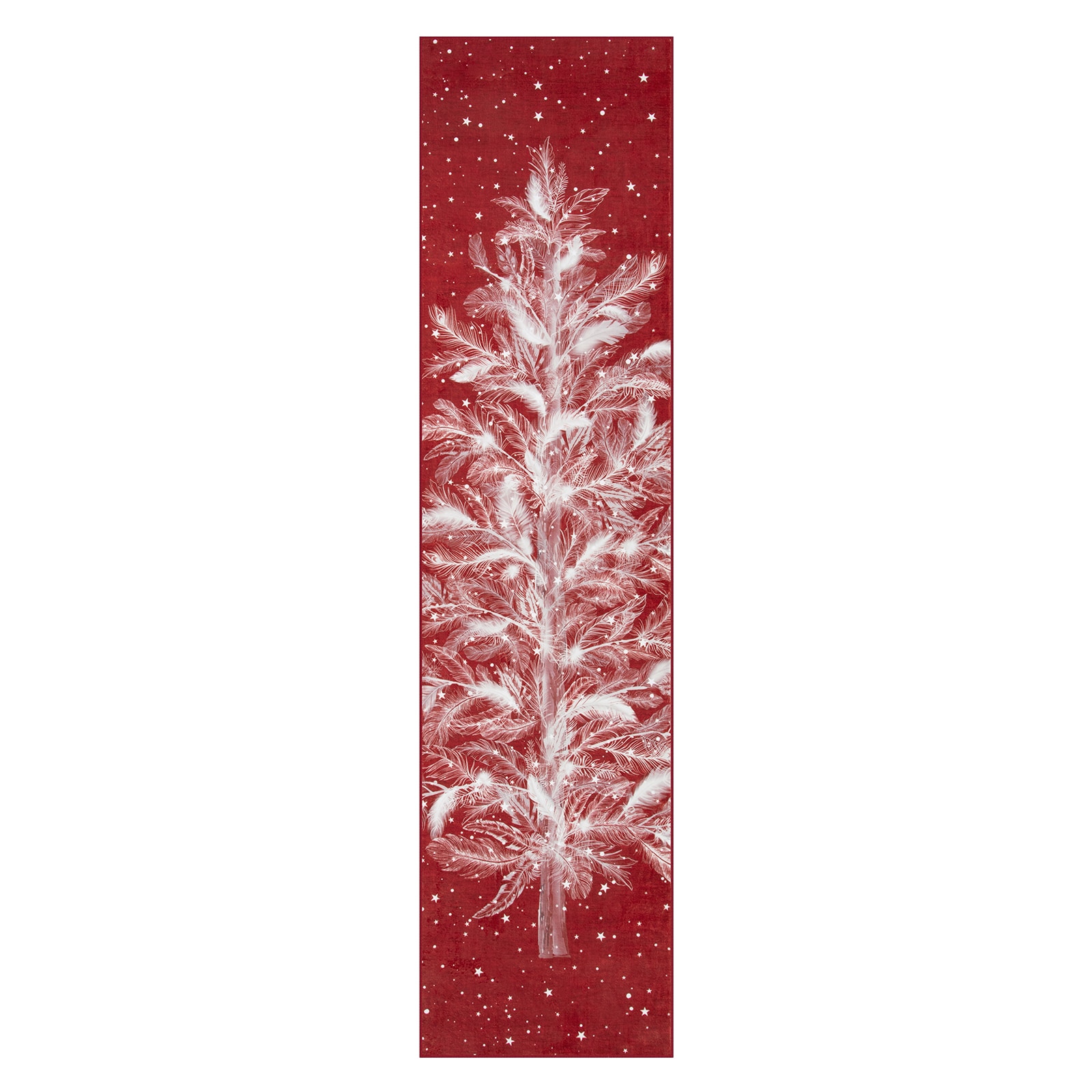 Lahome AR-DYR-409-R9 2 x 12 (ft)Red Christmas Forest Deer Moroccan Full Coverage Pearl Velvet Rectangular Indoor Area Rug